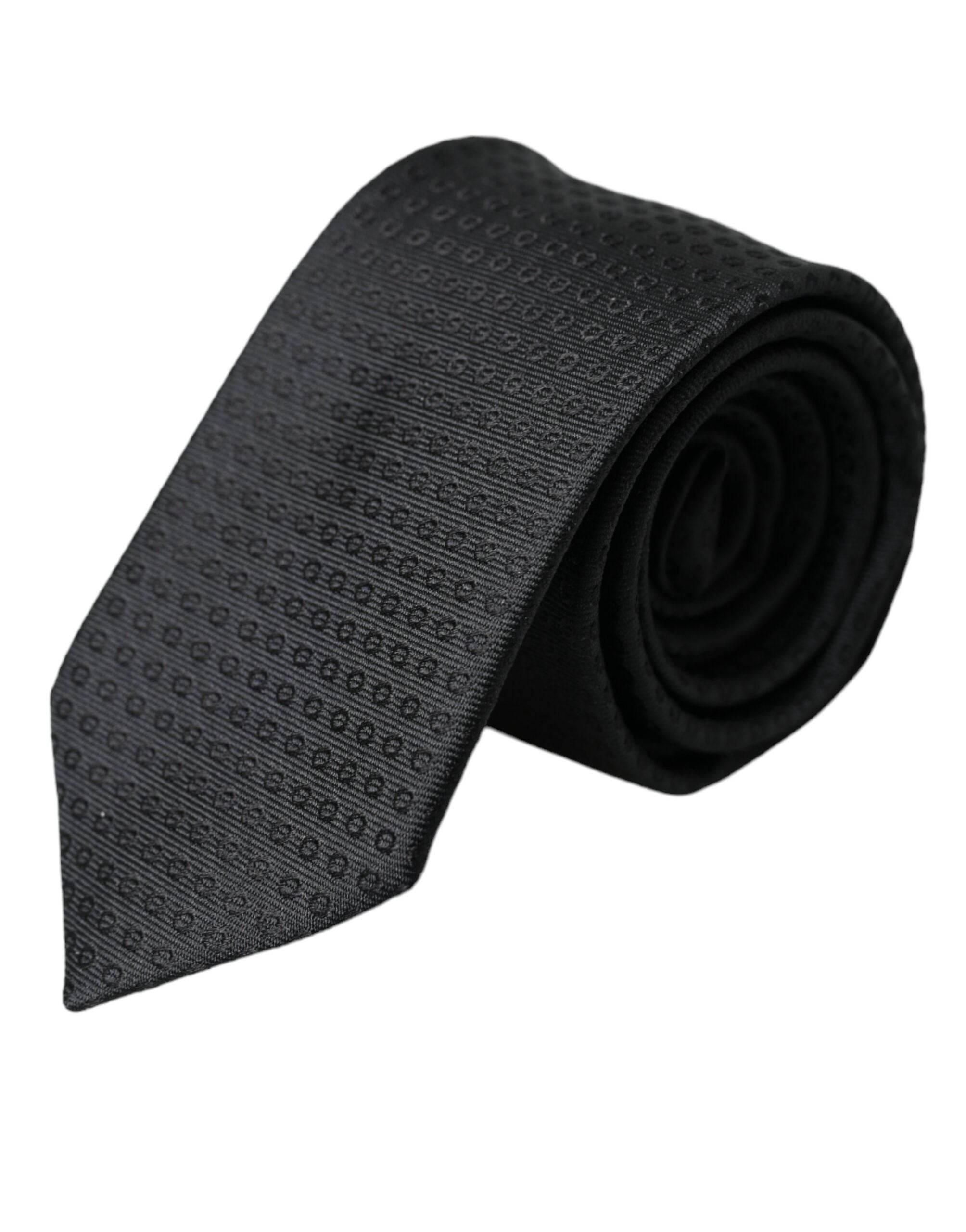Dolce & Gabbana Black STAFF Patterned Cotton Adjustable Men Tie - Hilstor
