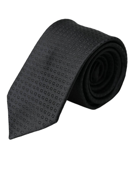 Dolce & Gabbana Black STAFF Patterned Cotton Adjustable Men Tie - Hilstor