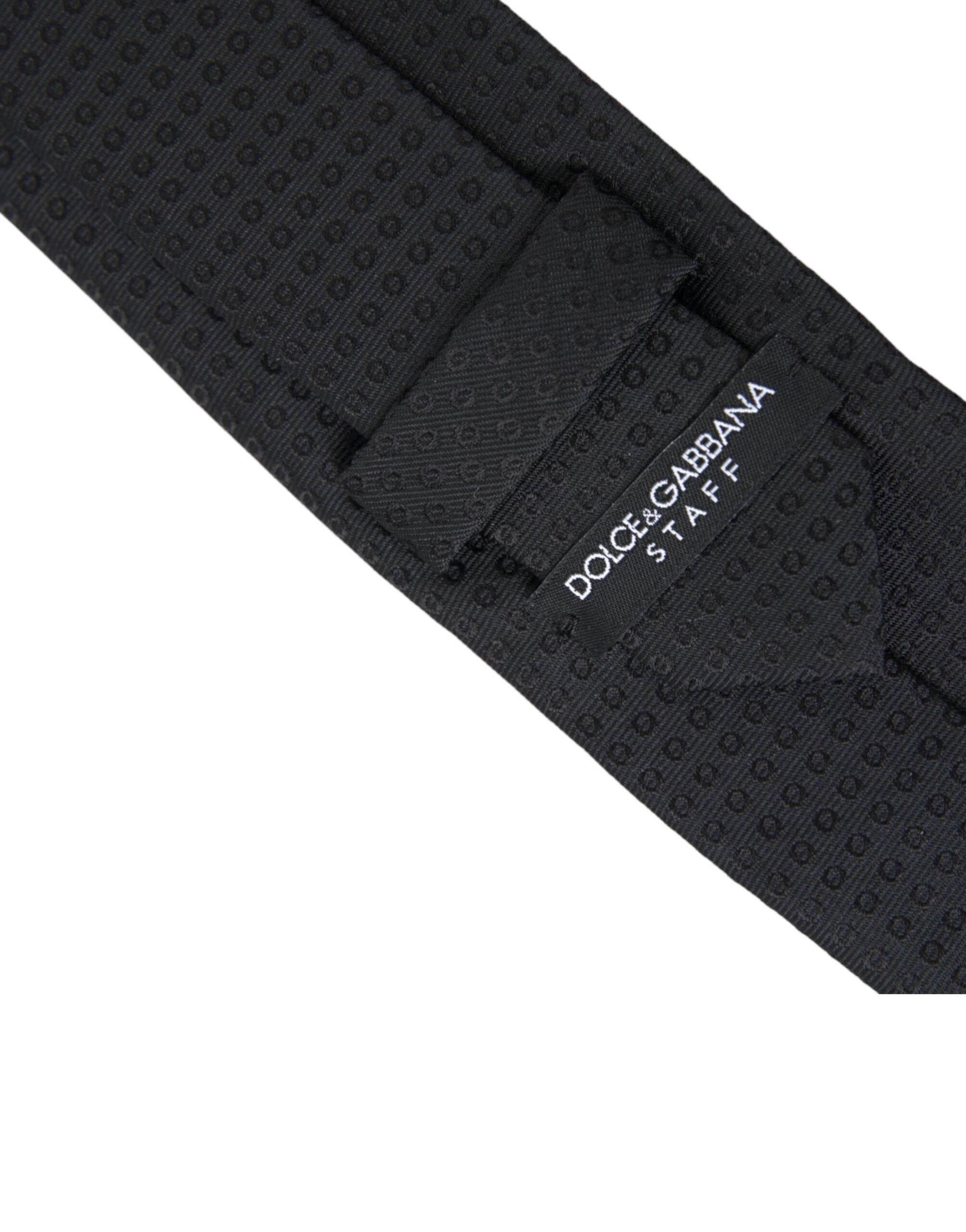 Dolce & Gabbana Black STAFF Patterned Cotton Adjustable Men Tie - Hilstor