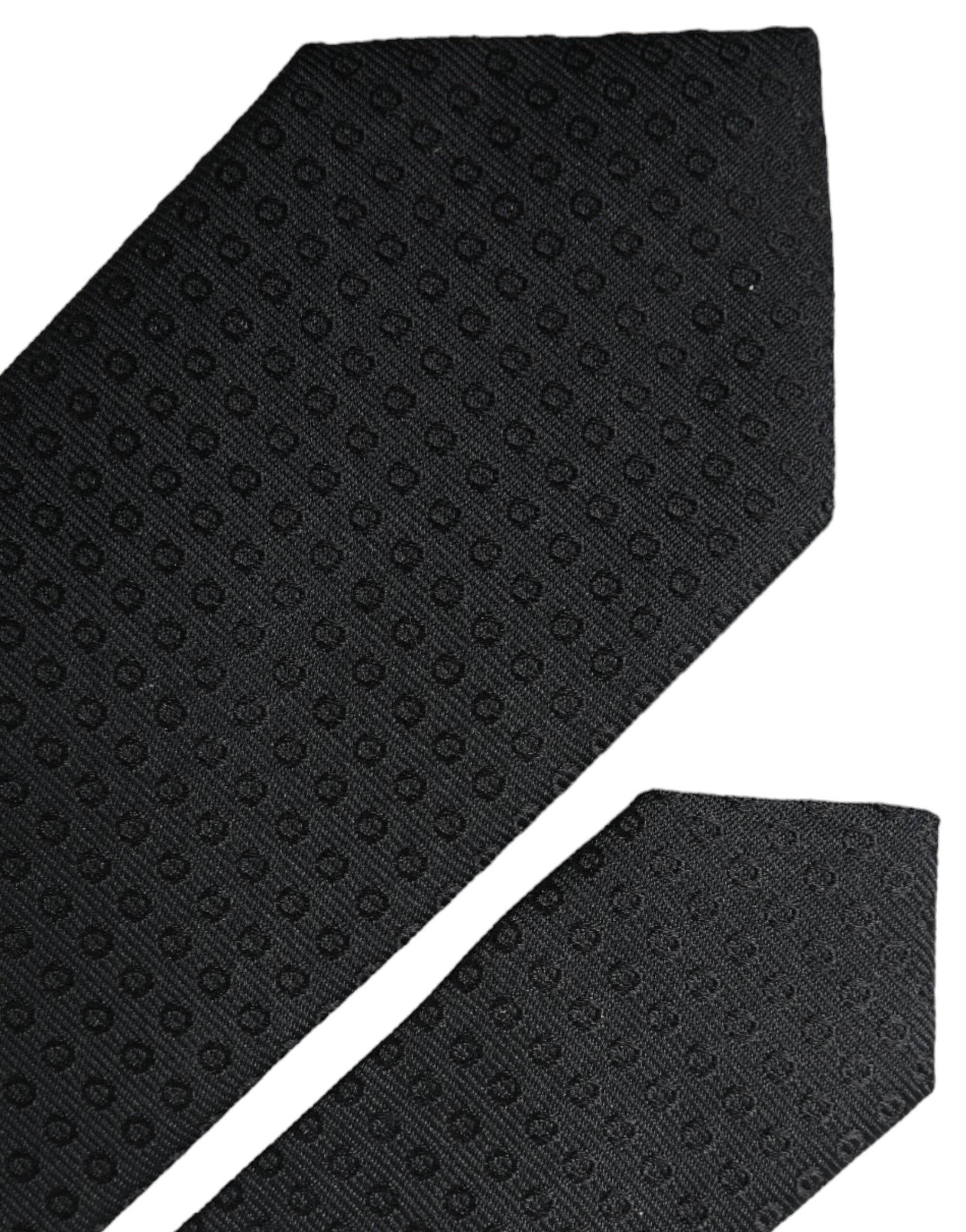 Dolce & Gabbana Black STAFF Patterned Cotton Adjustable Men Tie - Hilstor