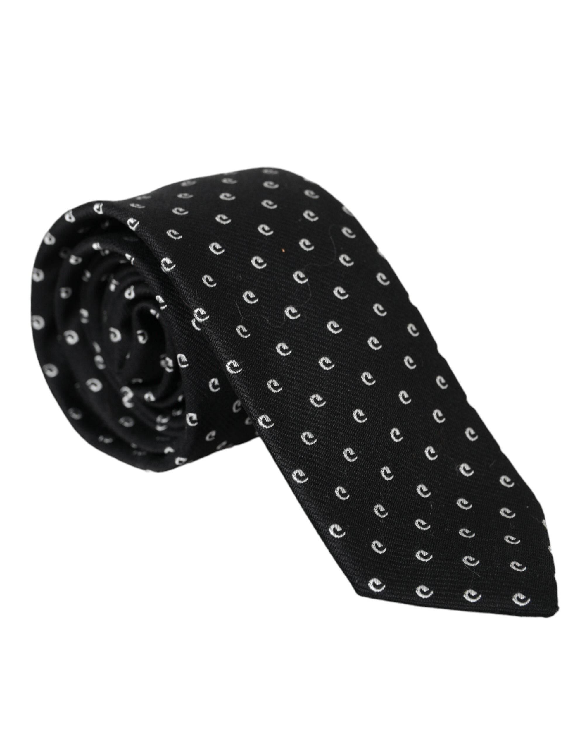 Dolce & Gabbana Black Logo Cotton Blend Adjustable Tie - Hilstor