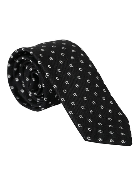 Dolce & Gabbana Black Logo Cotton Blend Adjustable Tie - Hilstor