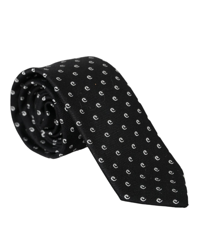 Dolce & Gabbana Black Logo Cotton Blend Adjustable Tie - Hilstor