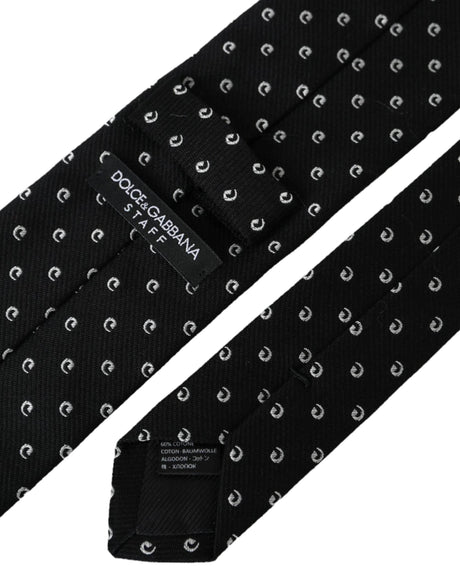 Dolce & Gabbana Black Logo Cotton Blend Adjustable Tie - Hilstor