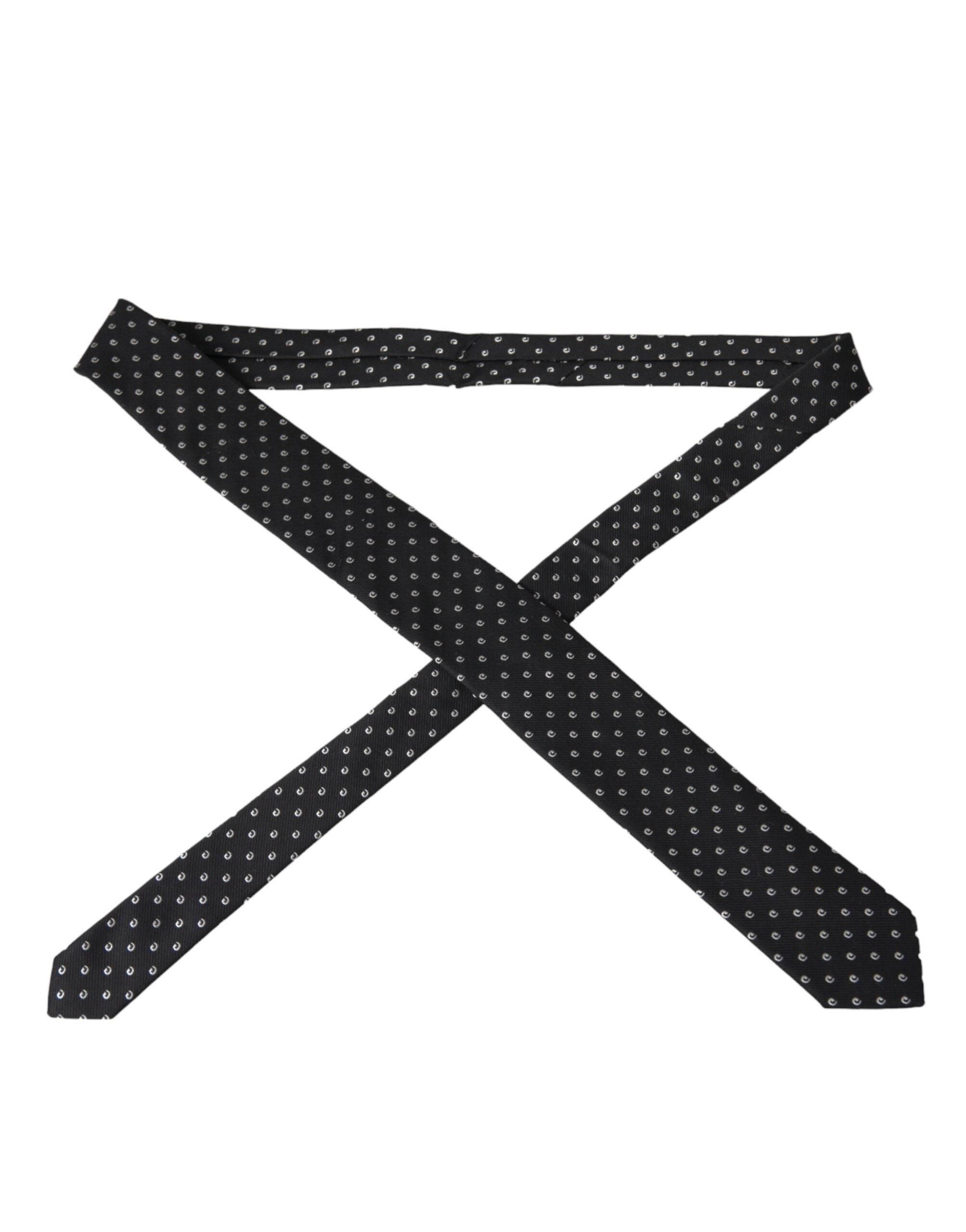 Dolce & Gabbana Black Logo Cotton Blend Adjustable Tie - Hilstor