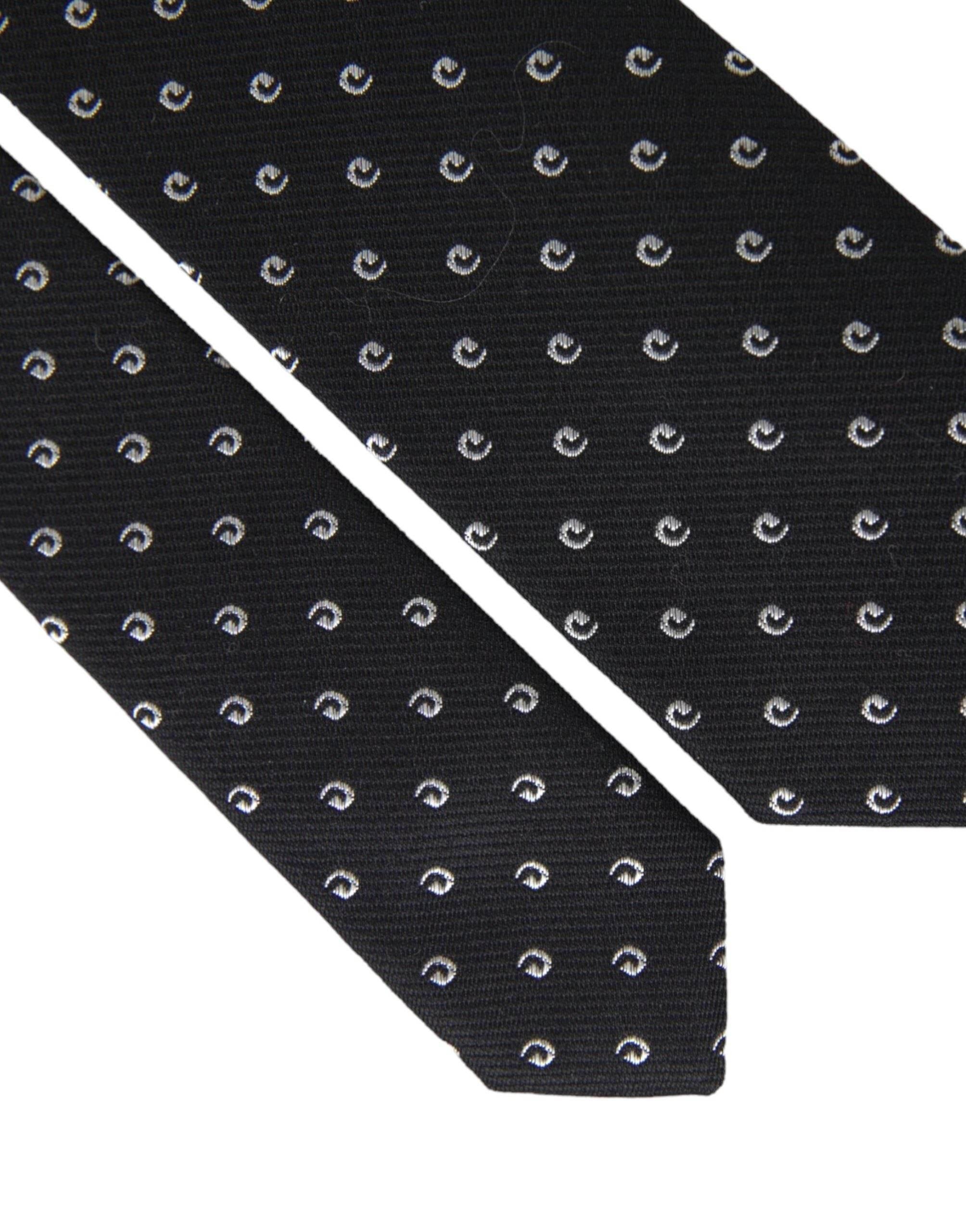 Dolce & Gabbana Black Logo Cotton Blend Adjustable Tie - Hilstor