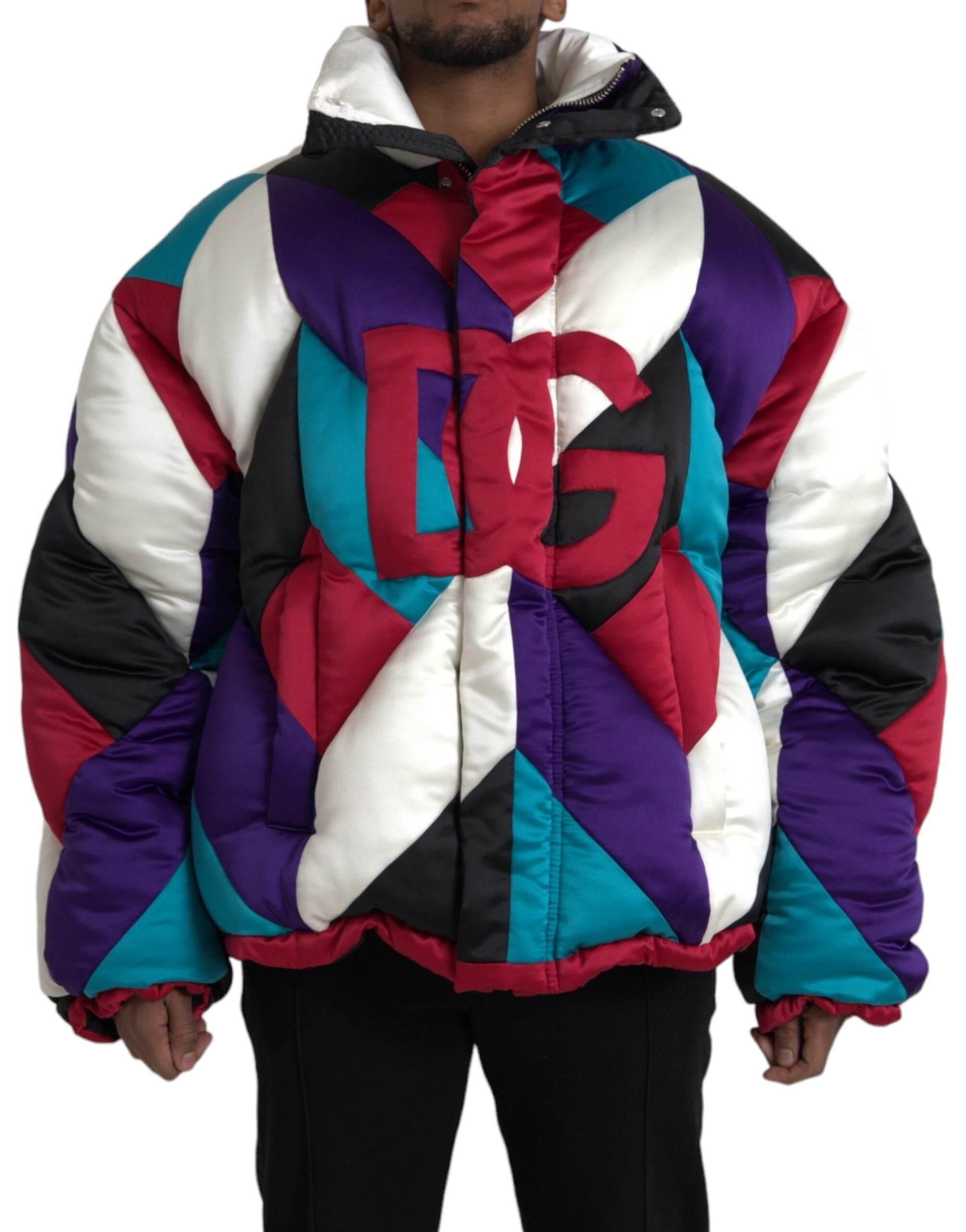 Dolce & Gabbana Multicolor Logo Windbreaker Puffer Jacket - Hilstor