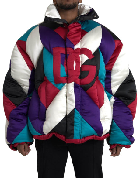 Dolce & Gabbana Multicolor Logo Windbreaker Puffer Jacket - Hilstor