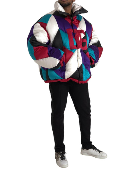 Dolce & Gabbana Multicolor Logo Windbreaker Puffer Jacket - Hilstor