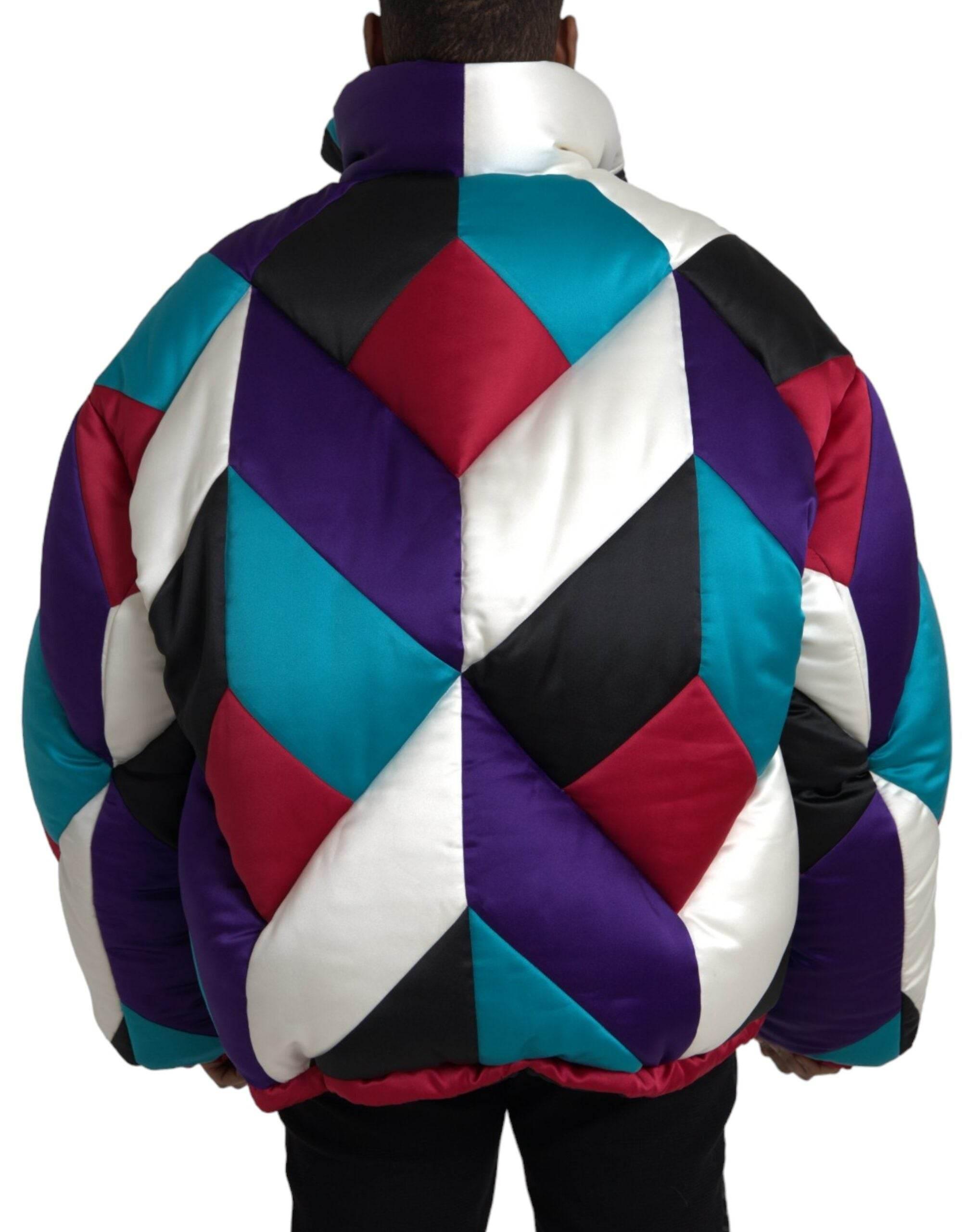 Dolce & Gabbana Multicolor Logo Windbreaker Puffer Jacket - Hilstor