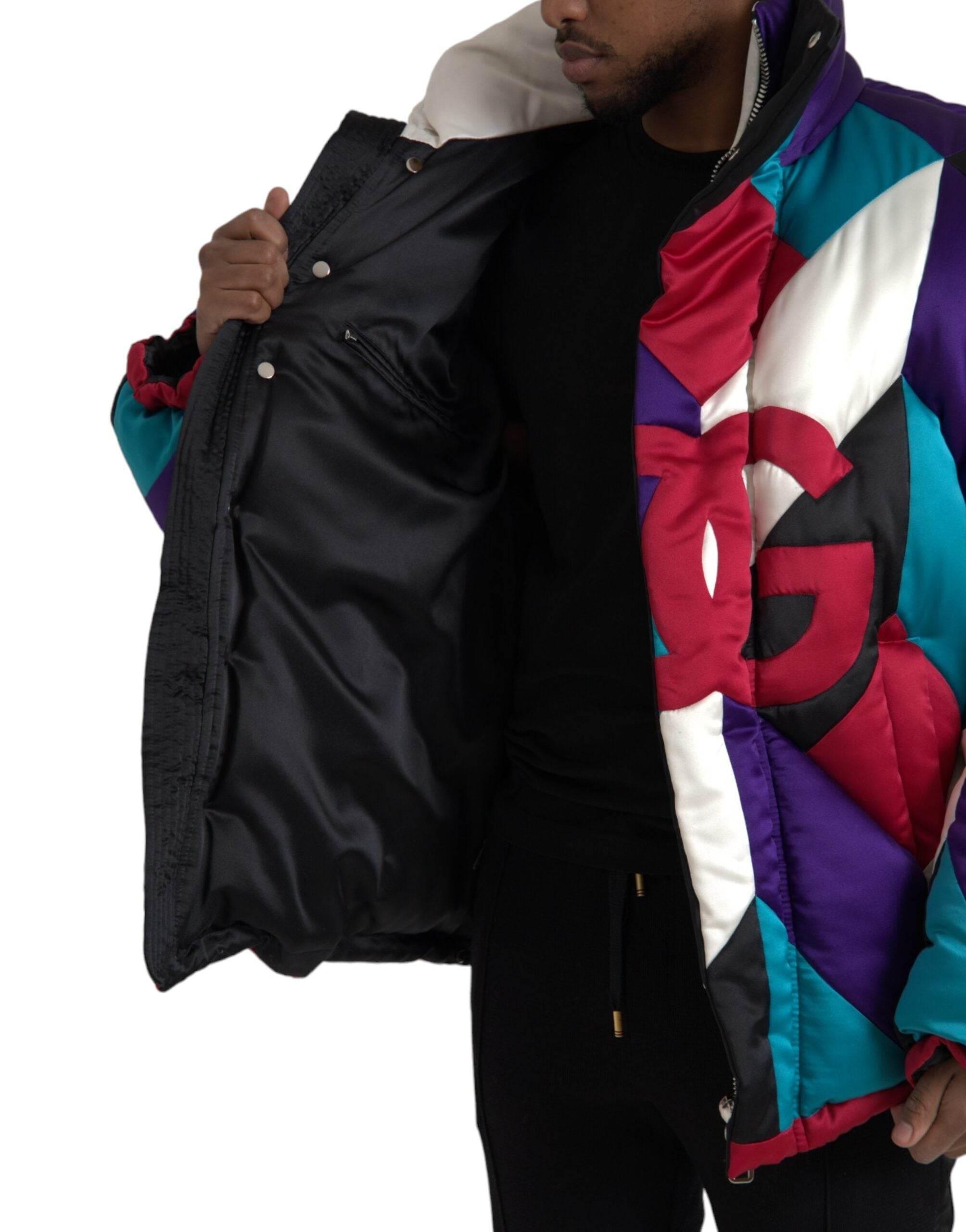 Dolce & Gabbana Multicolor Logo Windbreaker Puffer Jacket - Hilstor