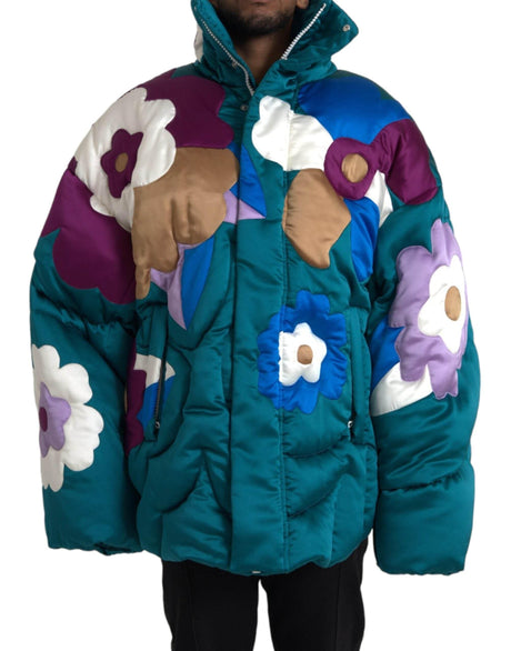 Dolce & Gabbana Multicolor Floral Windbreaker Puffer Jacket - Hilstor