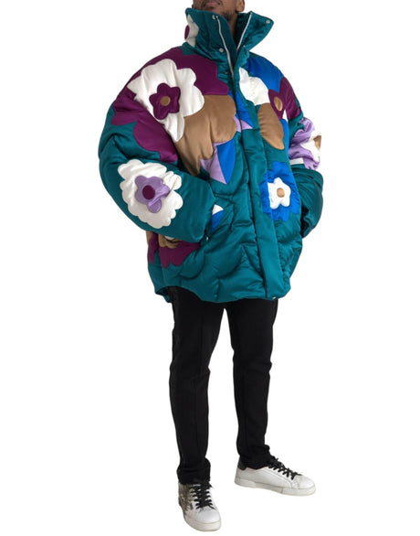 Dolce & Gabbana Multicolor Floral Windbreaker Puffer Jacket - Hilstor