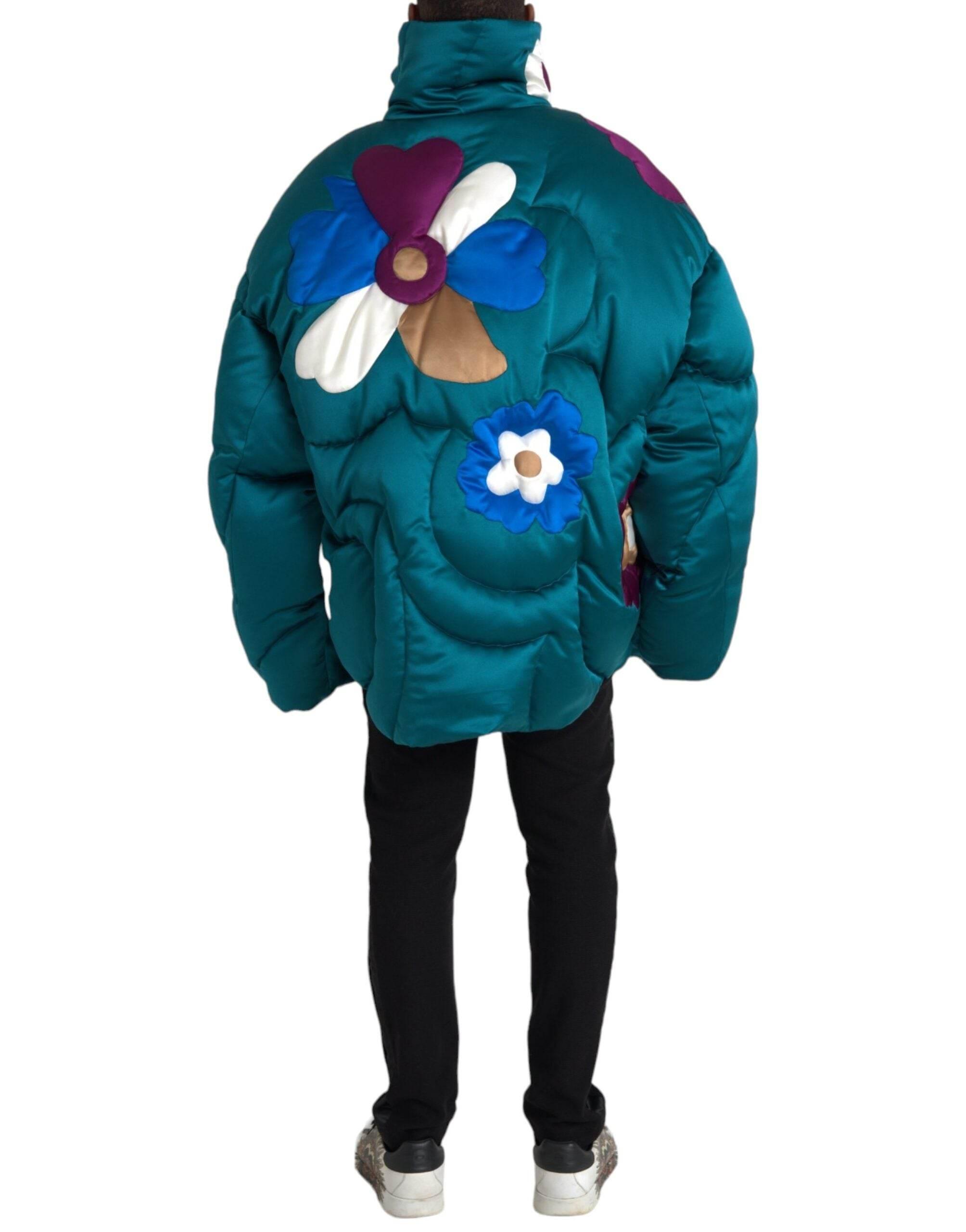 Dolce & Gabbana Multicolor Floral Windbreaker Puffer Jacket - Hilstor