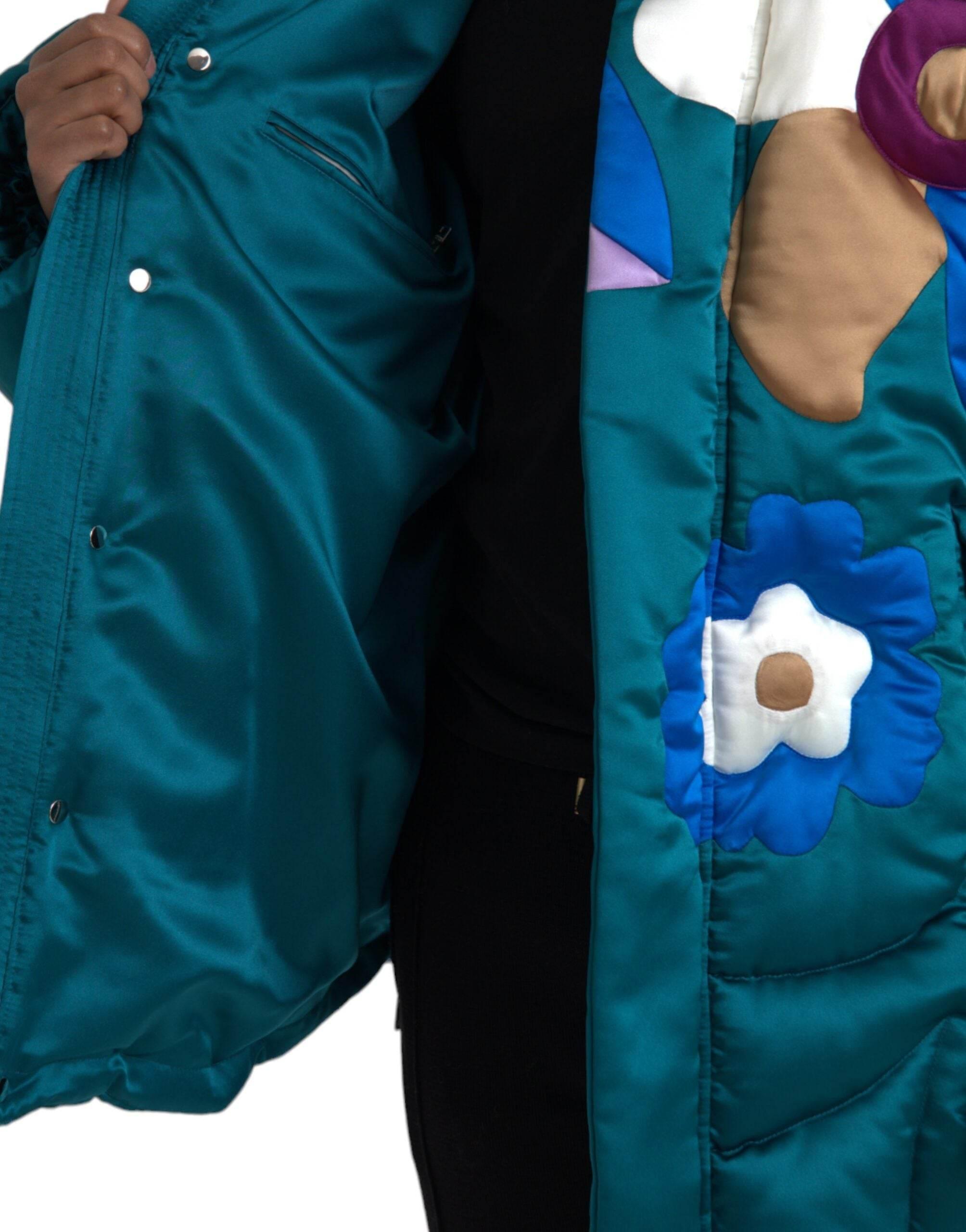 Dolce & Gabbana Multicolor Floral Windbreaker Puffer Jacket - Hilstor