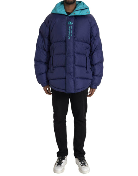 Dolce & Gabbana Navy Blue Quilted Windbreaker Puffer Jacket - Hilstor