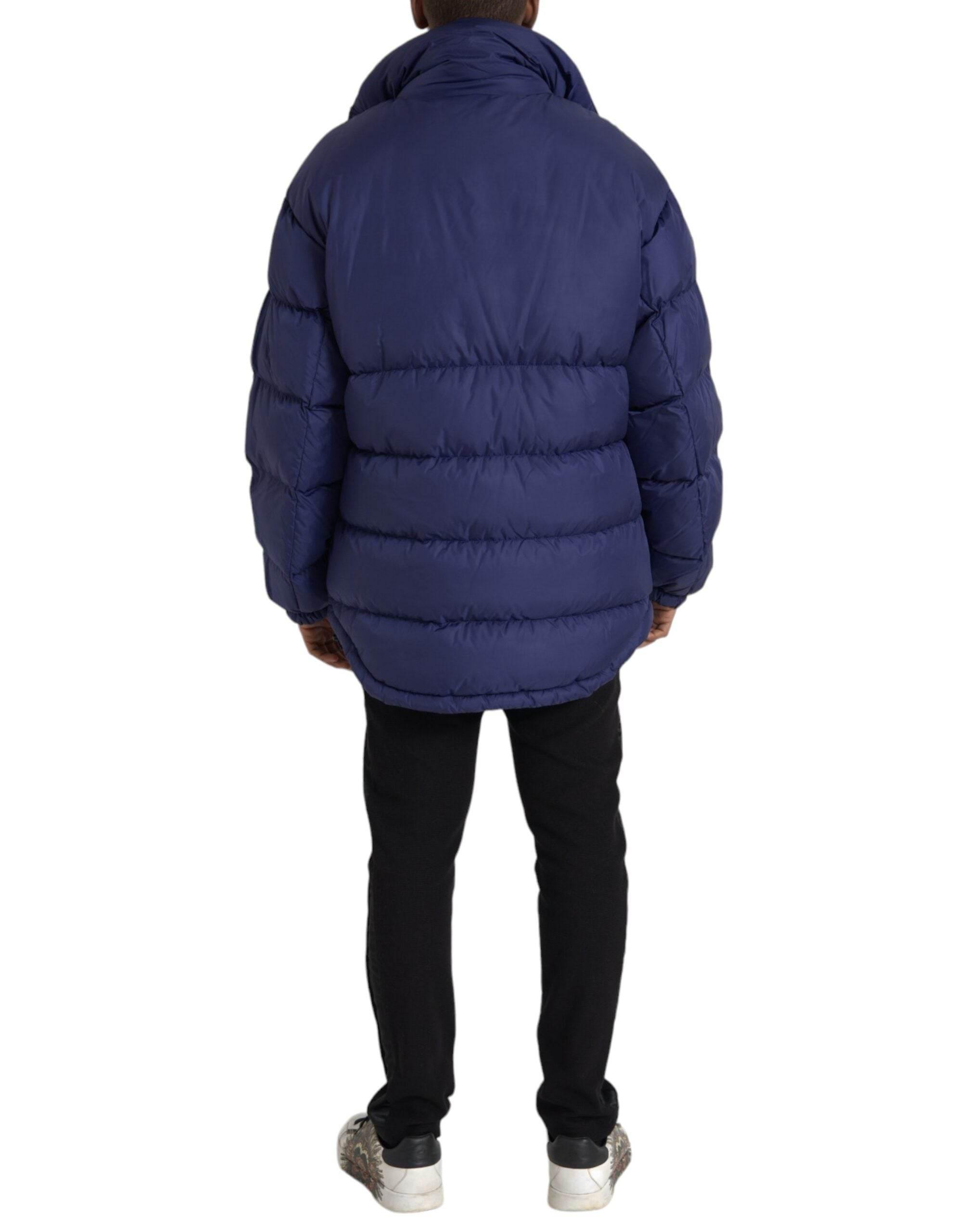 Dolce & Gabbana Navy Blue Quilted Windbreaker Puffer Jacket - Hilstor