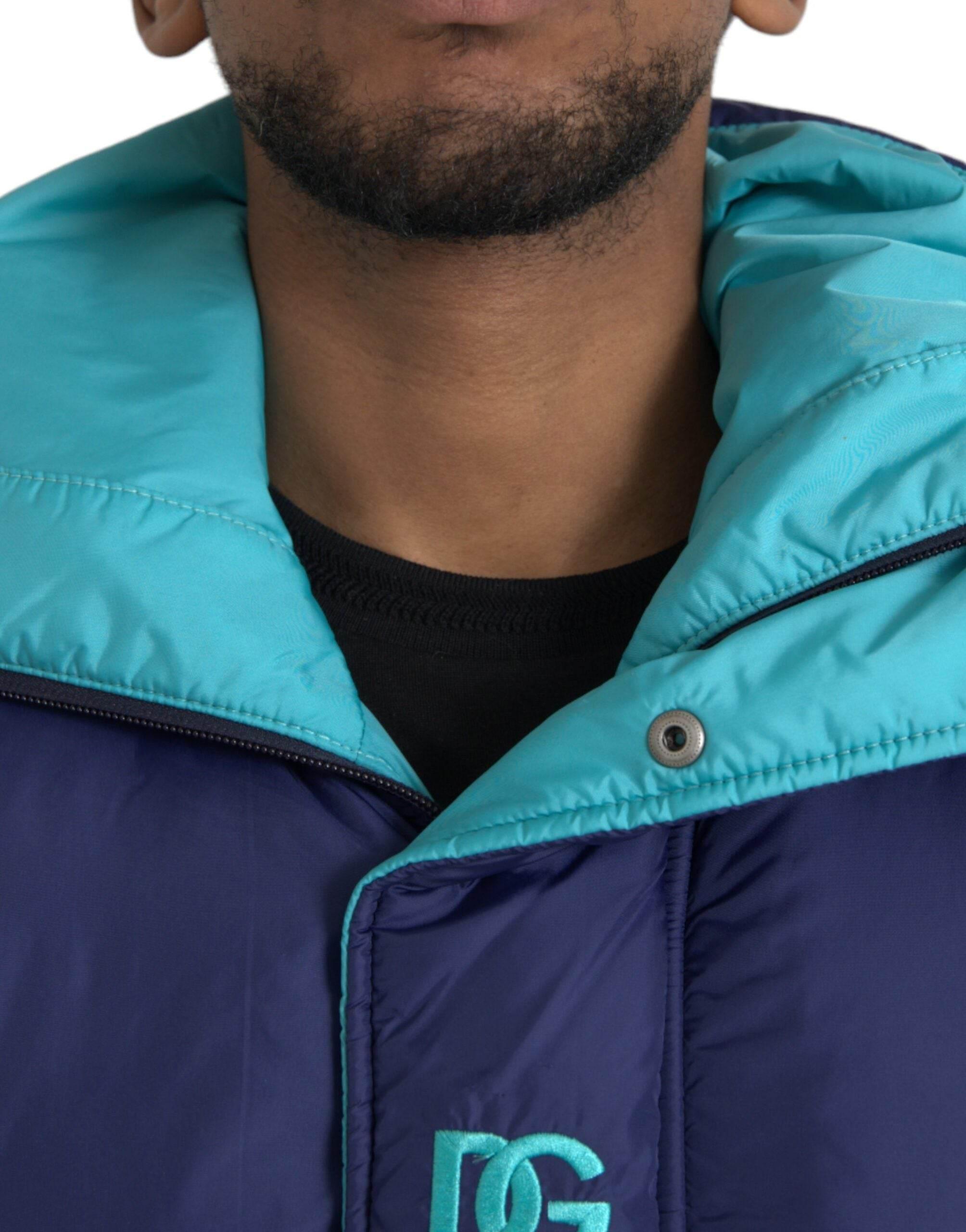 Dolce & Gabbana Navy Blue Quilted Windbreaker Puffer Jacket - Hilstor
