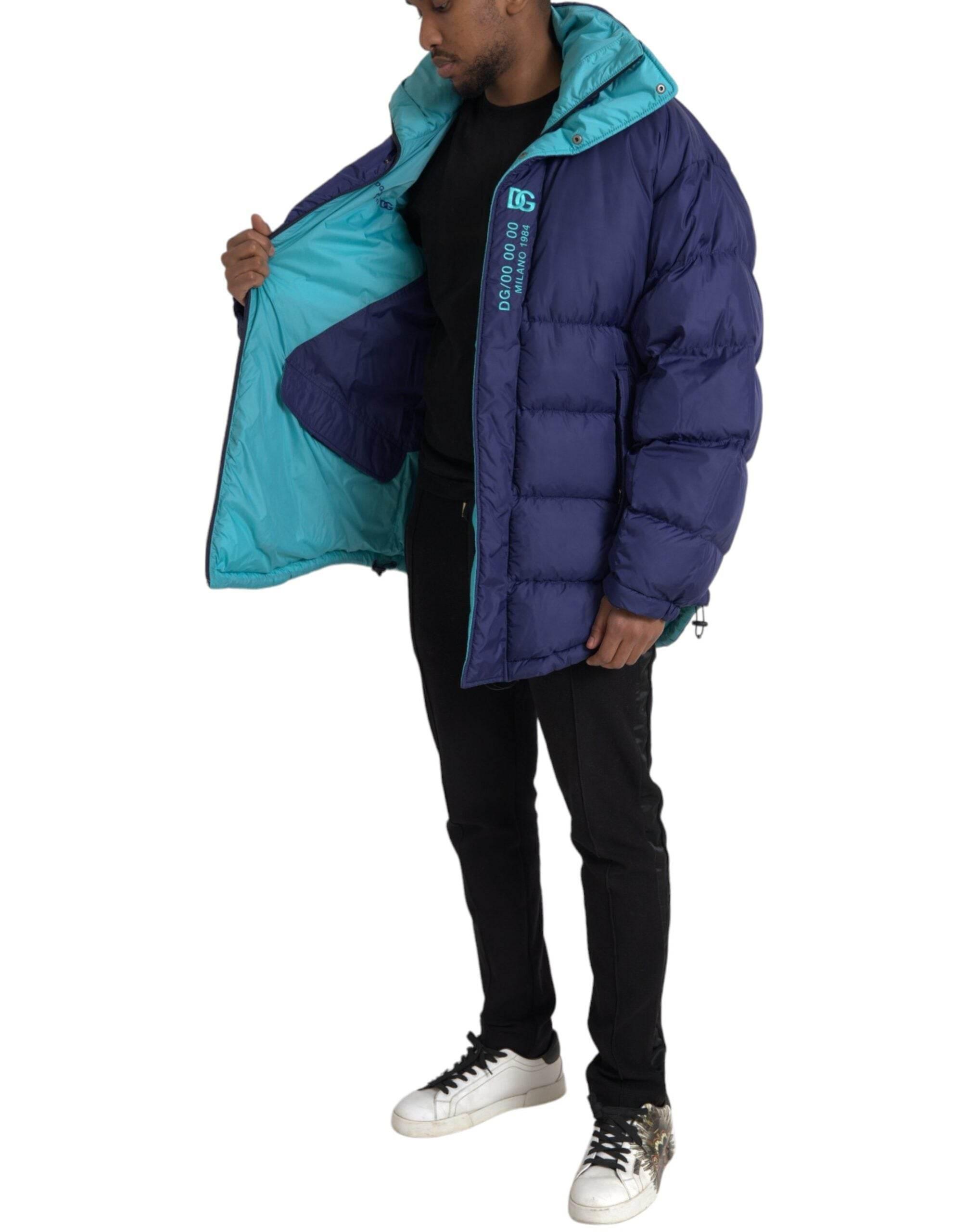 Dolce & Gabbana Navy Blue Quilted Windbreaker Puffer Jacket - Hilstor