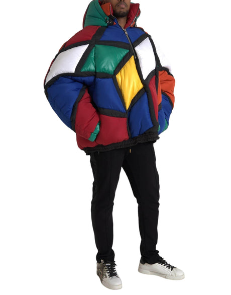 Dolce & Gabbana Multicolor Quilted Hooded Puffer Jacket - Hilstor