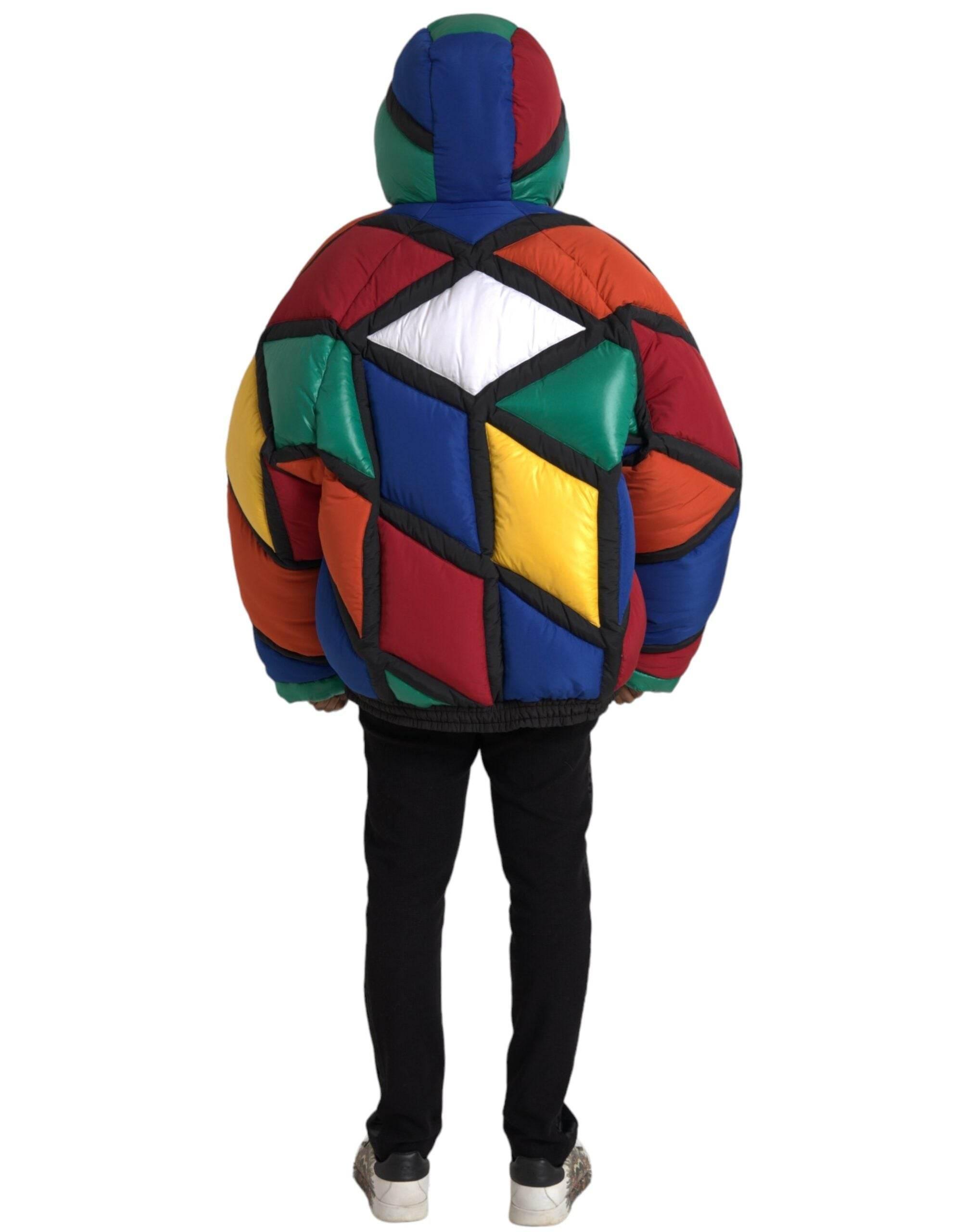Dolce & Gabbana Multicolor Quilted Hooded Puffer Jacket - Hilstor