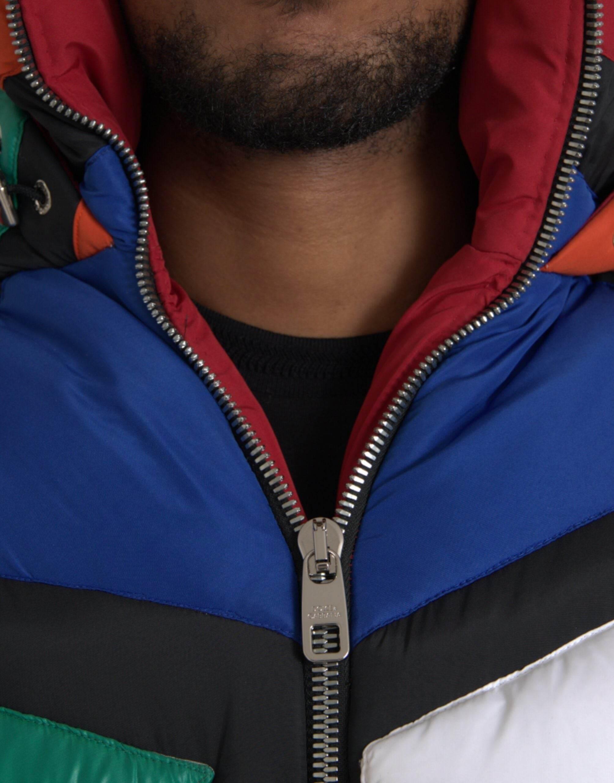 Dolce & Gabbana Multicolor Quilted Hooded Puffer Jacket - Hilstor