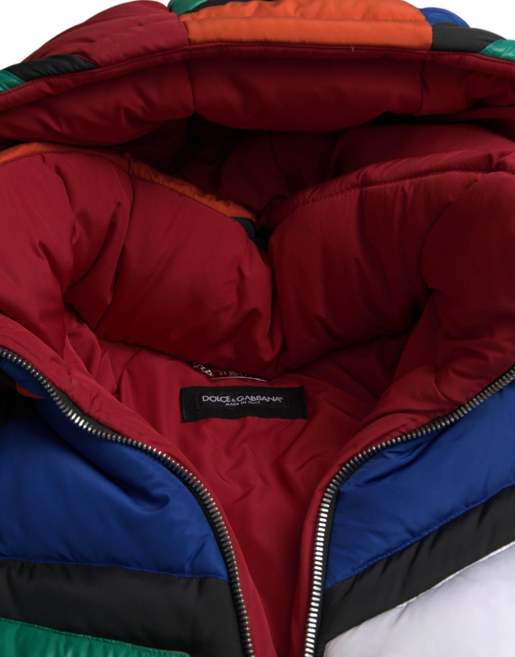 Dolce & Gabbana Multicolor Quilted Hooded Puffer Jacket - Hilstor