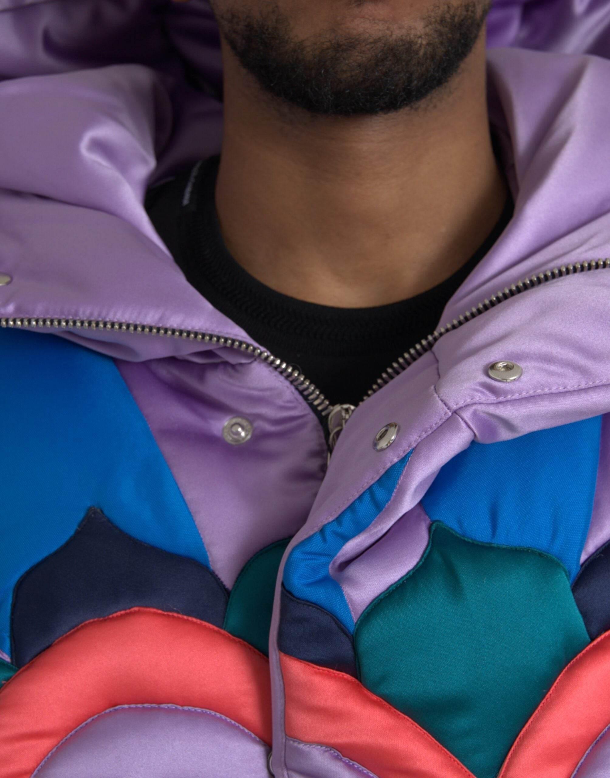 Dolce & Gabbana Multicolor Heart Logo Hooded Puffer Jacket - Hilstor