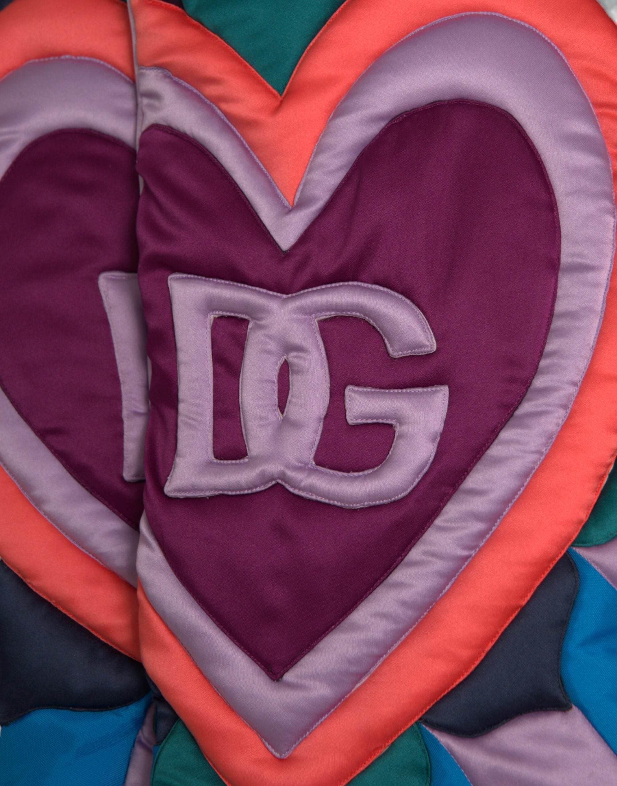 Dolce & Gabbana Multicolor Heart Logo Hooded Puffer Jacket - Hilstor