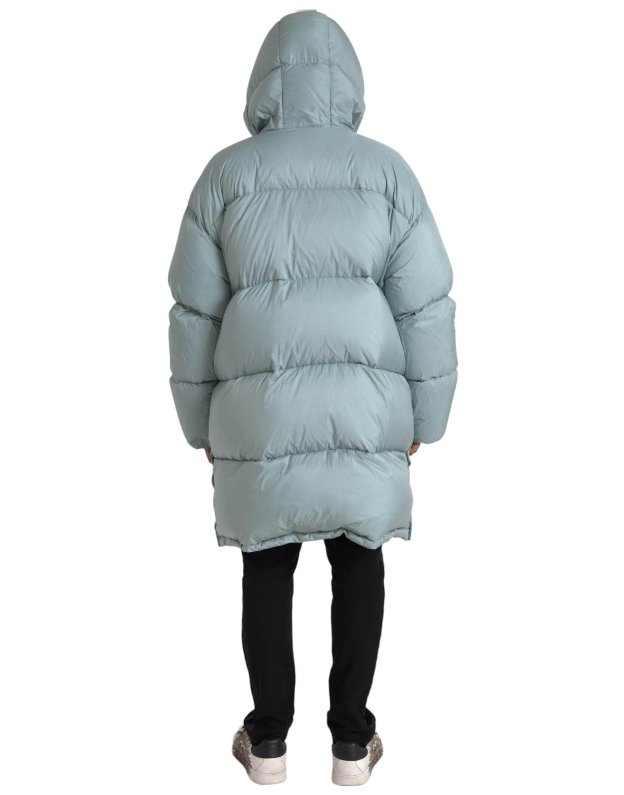 Dolce & Gabbana Light Blue Quilted Hooded Puffer Jacket Men - Hilstor