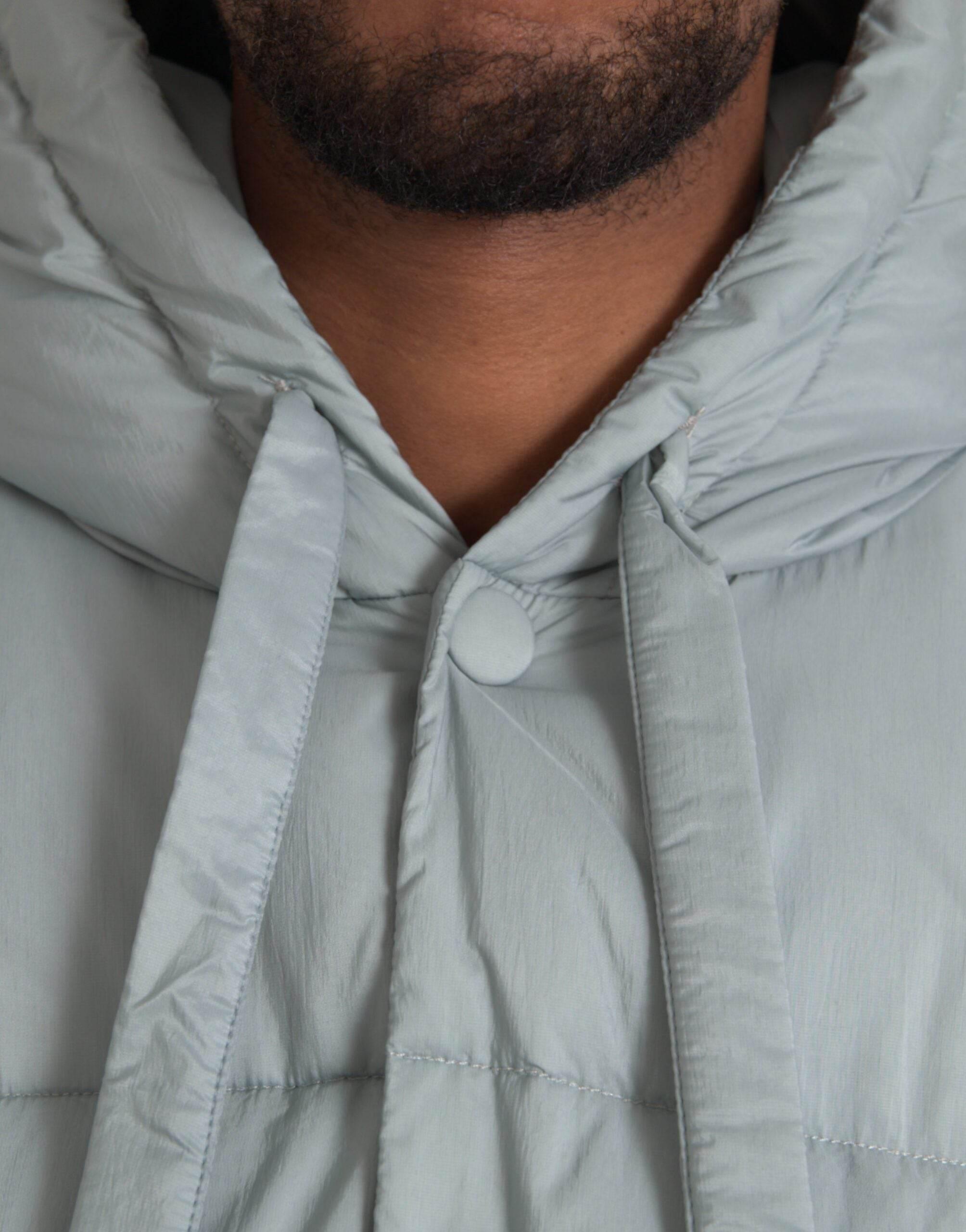 Dolce & Gabbana Light Blue Quilted Hooded Puffer Jacket Men - Hilstor