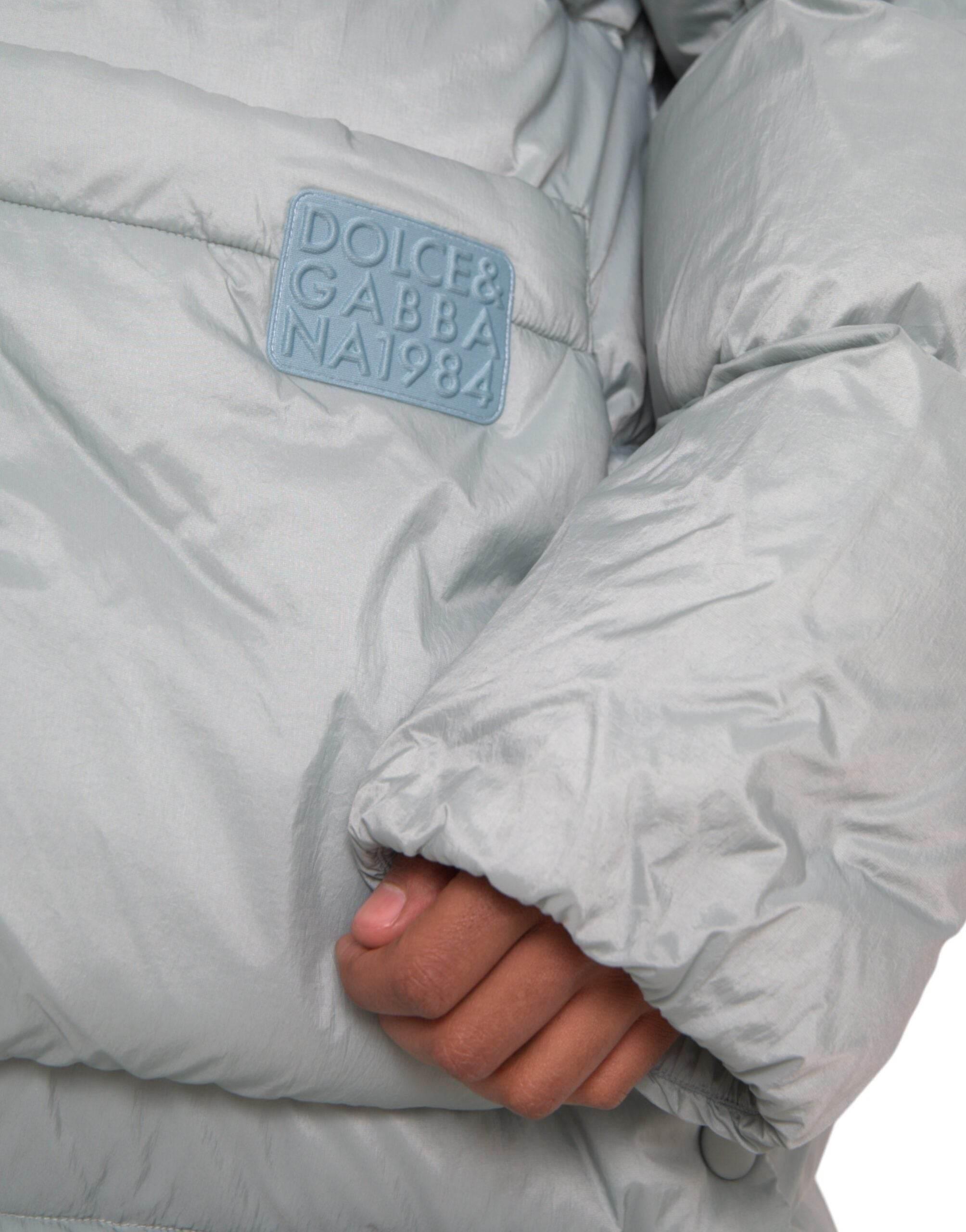 Dolce & Gabbana Light Blue Quilted Hooded Puffer Jacket Men - Hilstor