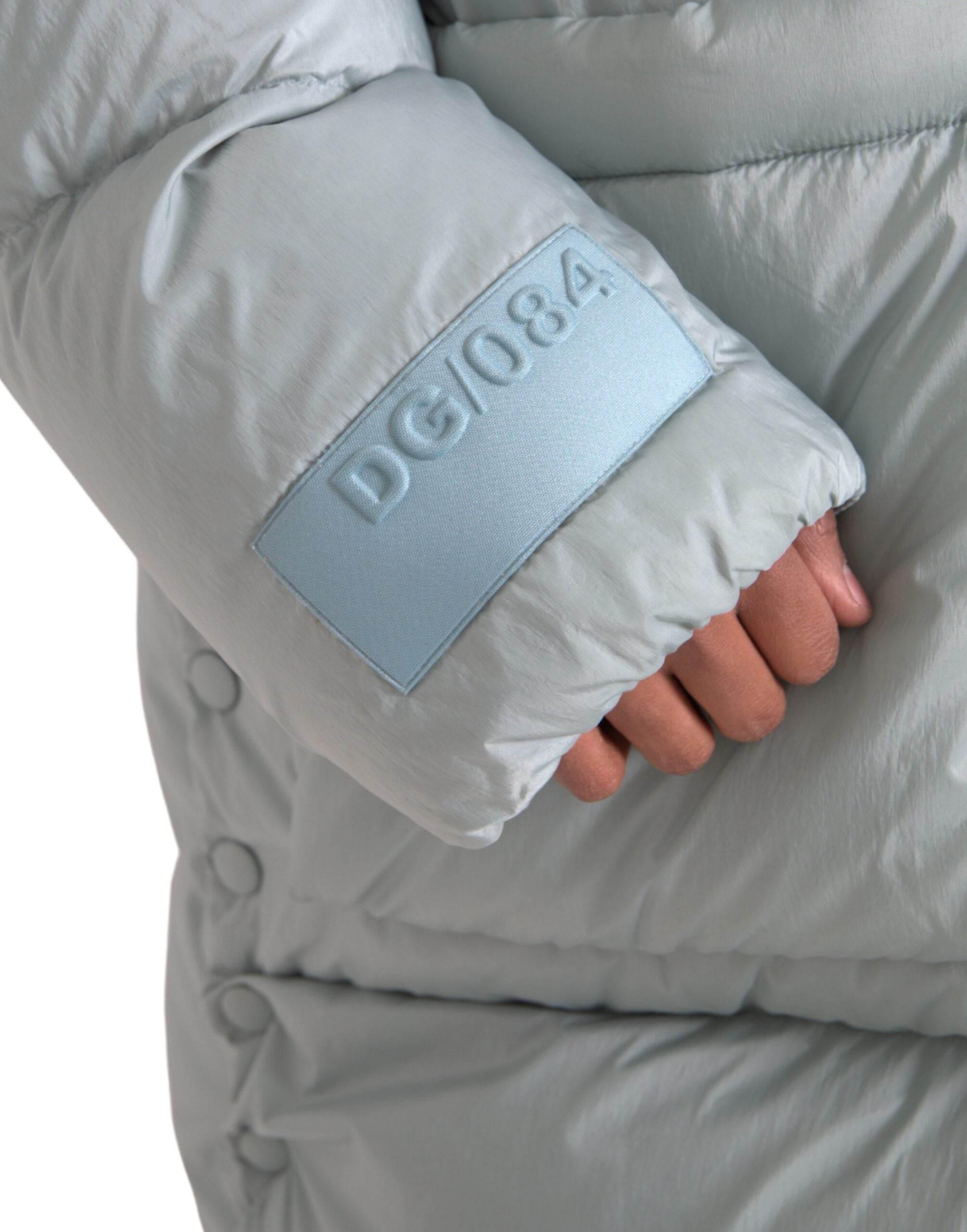 Dolce & Gabbana Light Blue Quilted Hooded Puffer Jacket Men - Hilstor