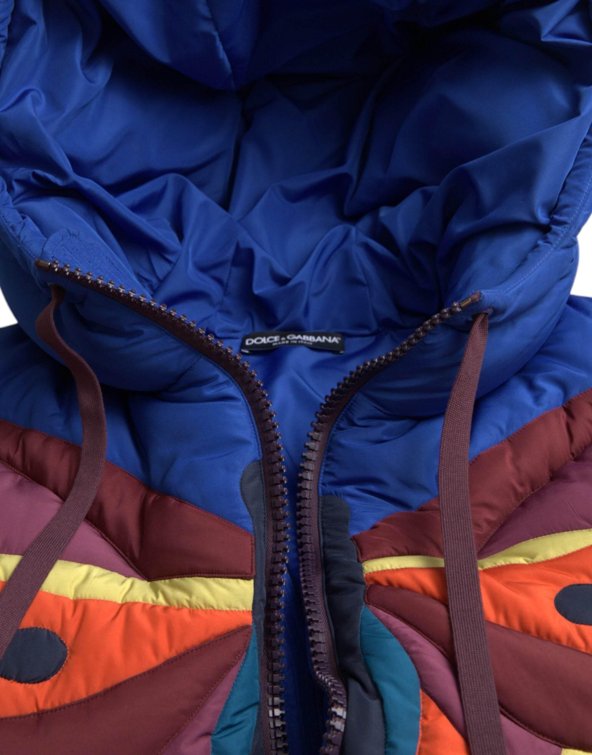 Dolce & Gabbana Multicolor Butterfly Hooded Puffer Jacket - Hilstor