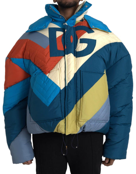 Dolce & Gabbana Multicolor Logo Windbreaker Puffer Jacket - Hilstor