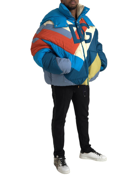 Dolce & Gabbana Multicolor Logo Windbreaker Puffer Jacket - Hilstor