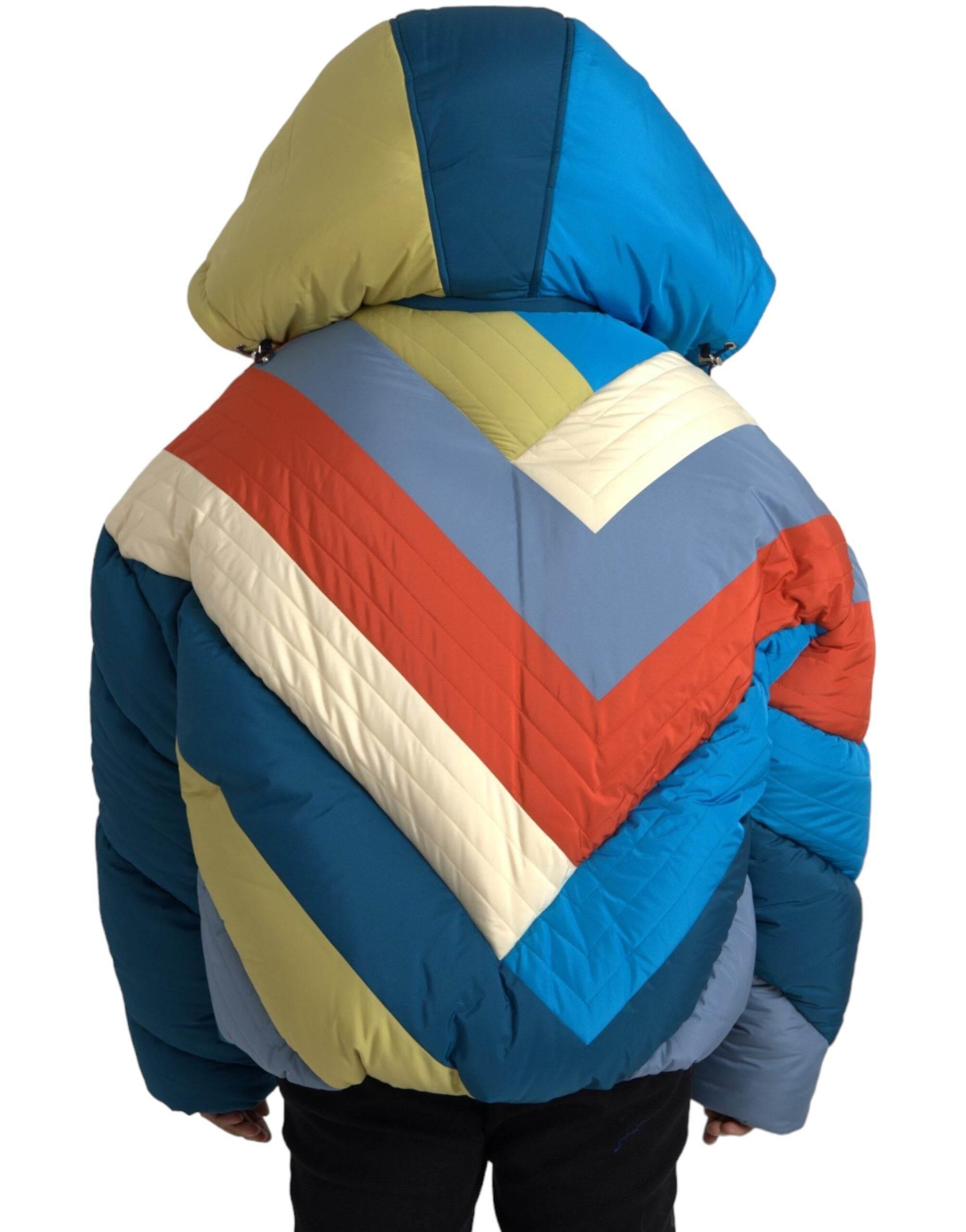 Dolce & Gabbana Multicolor Logo Windbreaker Puffer Jacket - Hilstor