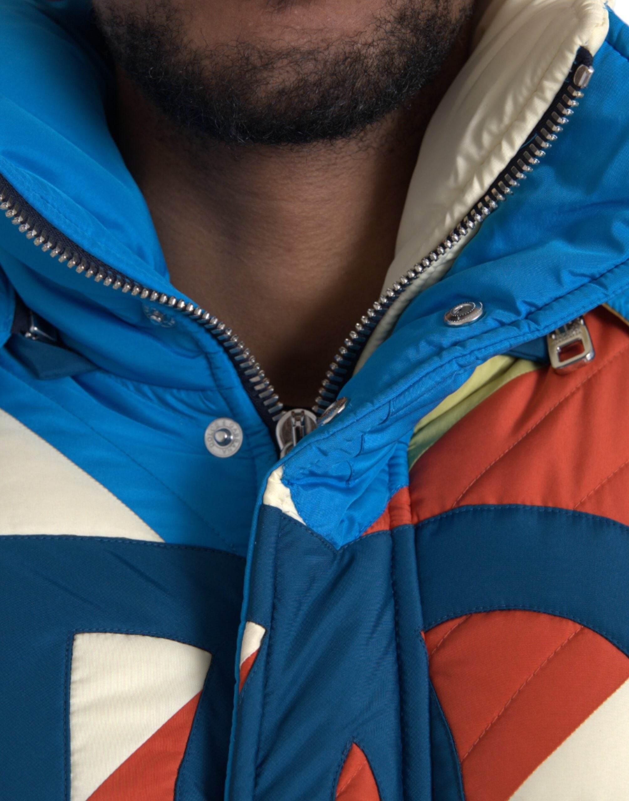 Dolce & Gabbana Multicolor Logo Windbreaker Puffer Jacket - Hilstor