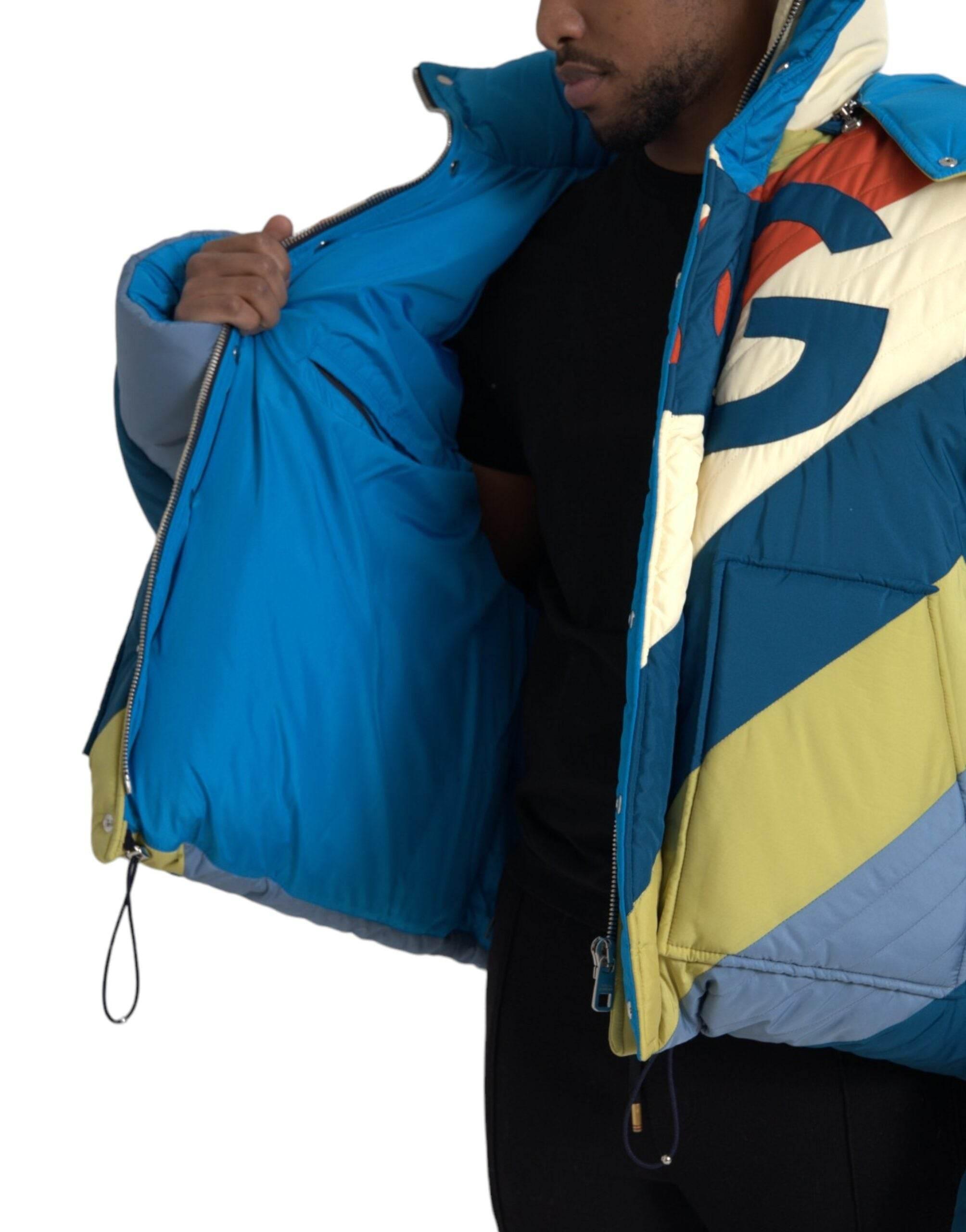Dolce & Gabbana Multicolor Logo Windbreaker Puffer Jacket - Hilstor
