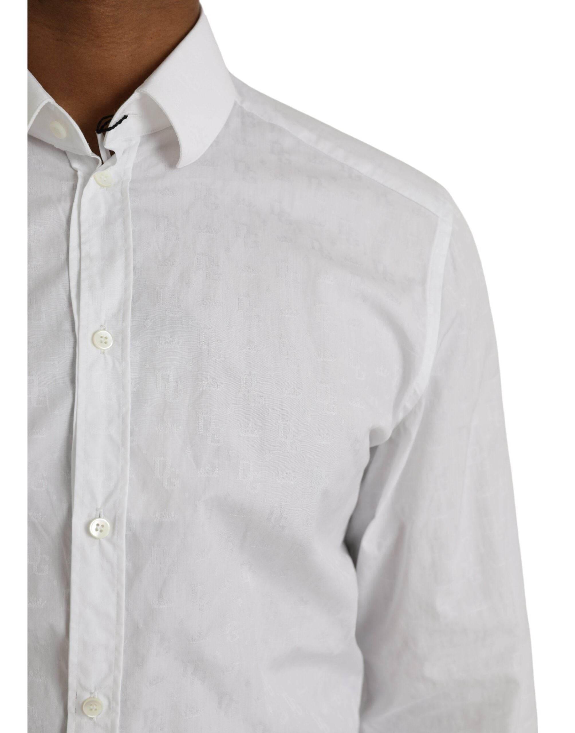 Dolce & Gabbana White Cotton Long Sleeve Dress GOLD Shirt - Hilstor