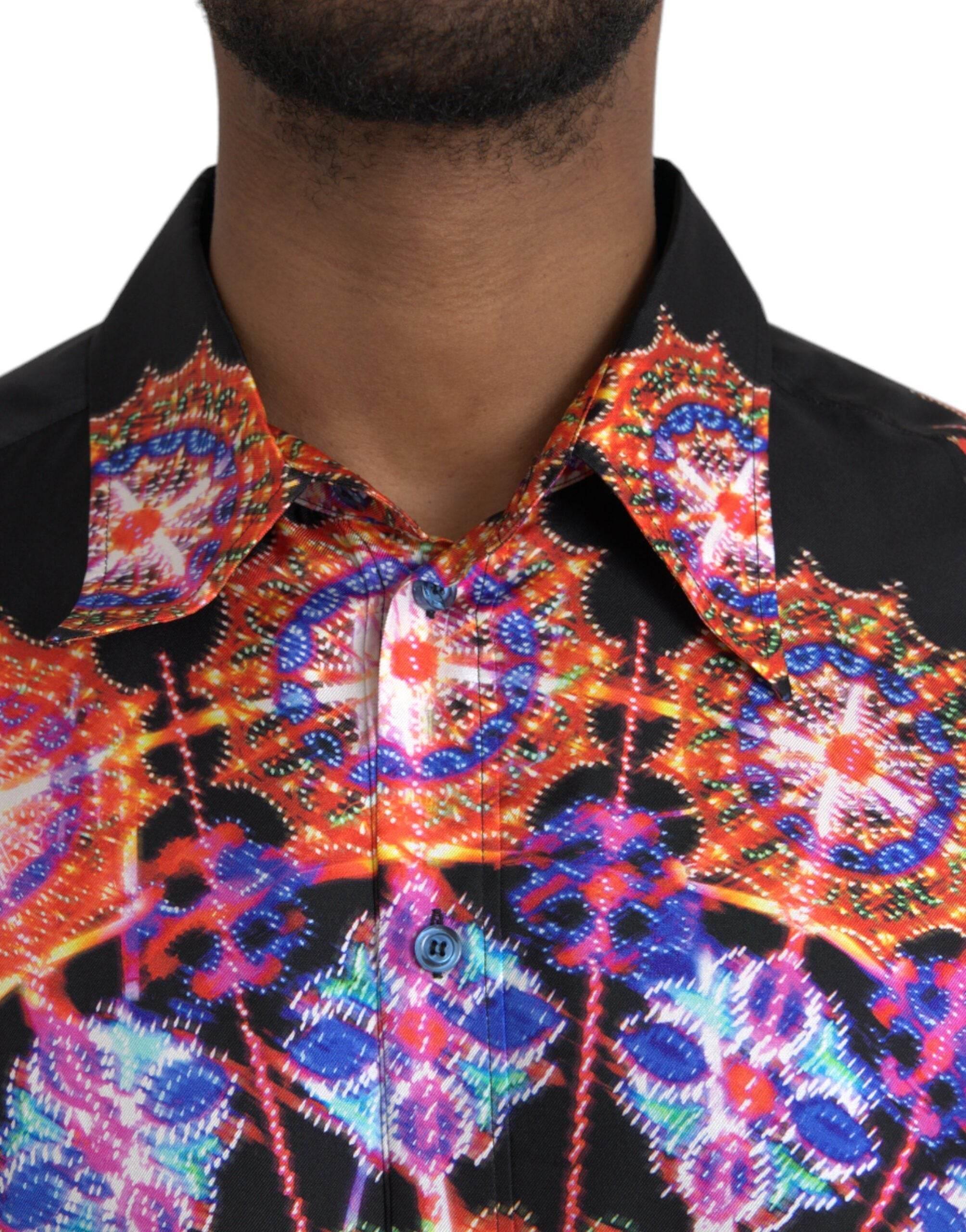 Dolce & Gabbana Multicolor Luminarie Silk Men Casual Shirt - Hilstor
