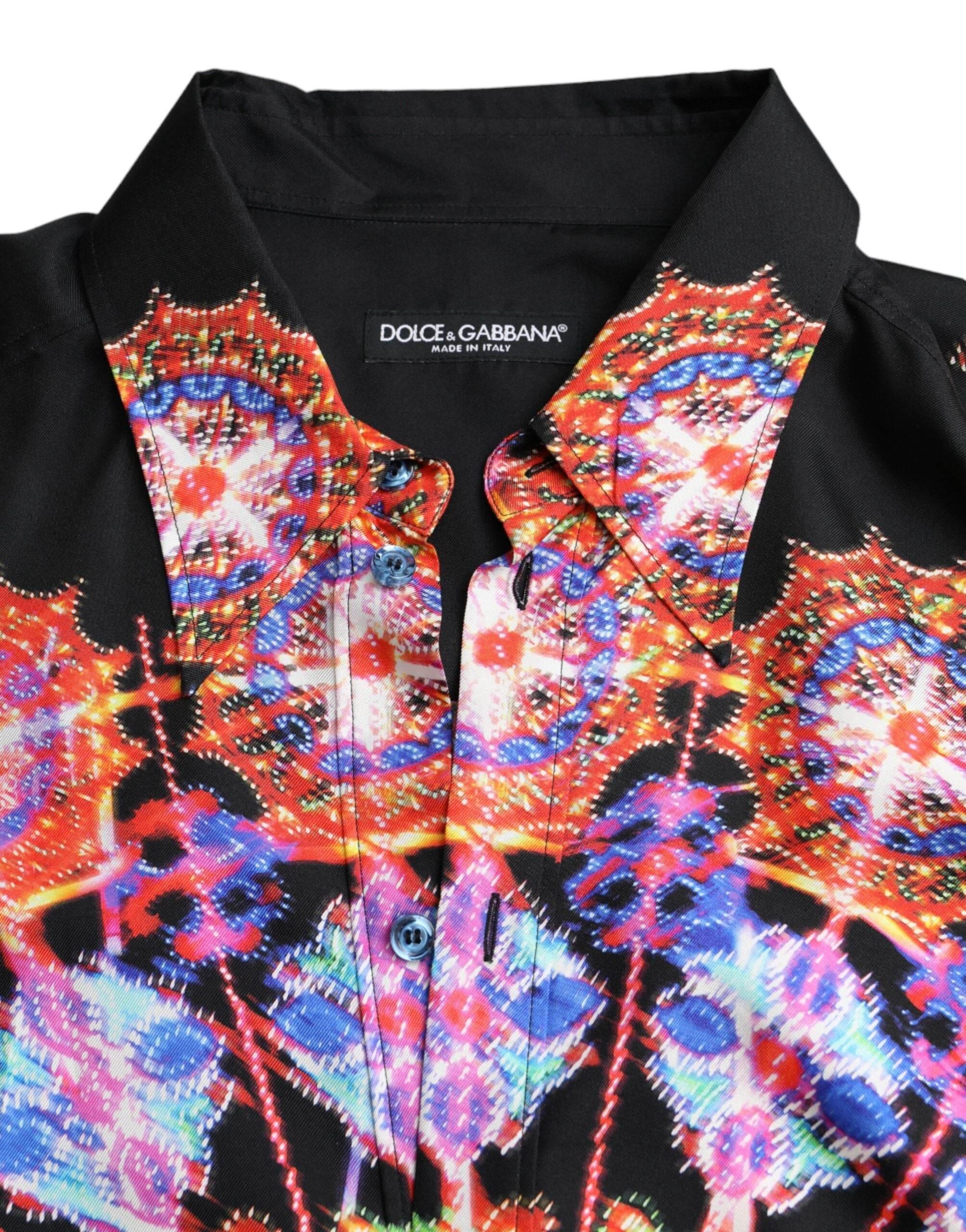 Dolce & Gabbana Multicolor Luminarie Silk Men Casual Shirt - Hilstor