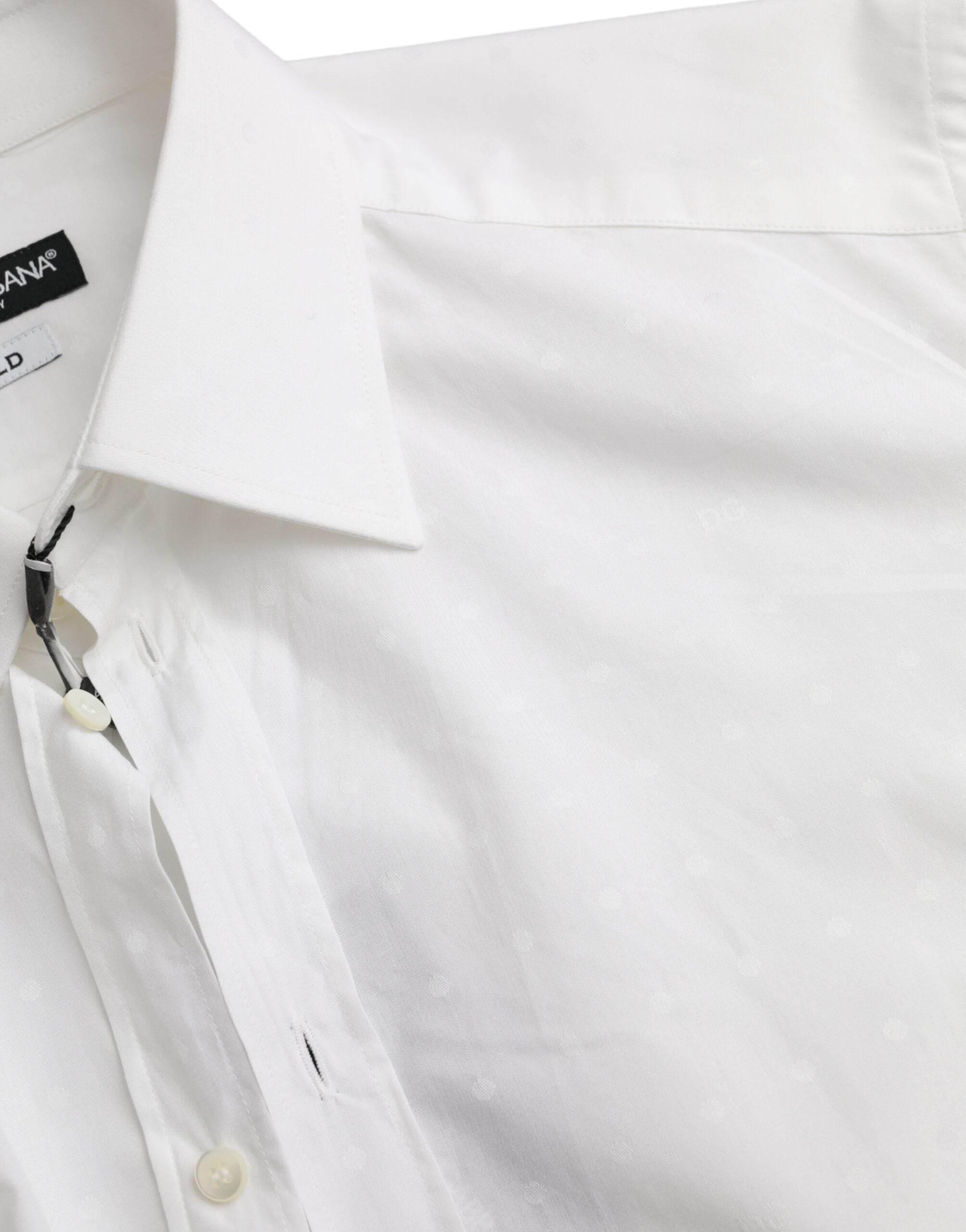 Dolce & Gabbana White Logo Cotton Men Dress GOLD Shirt - Hilstor