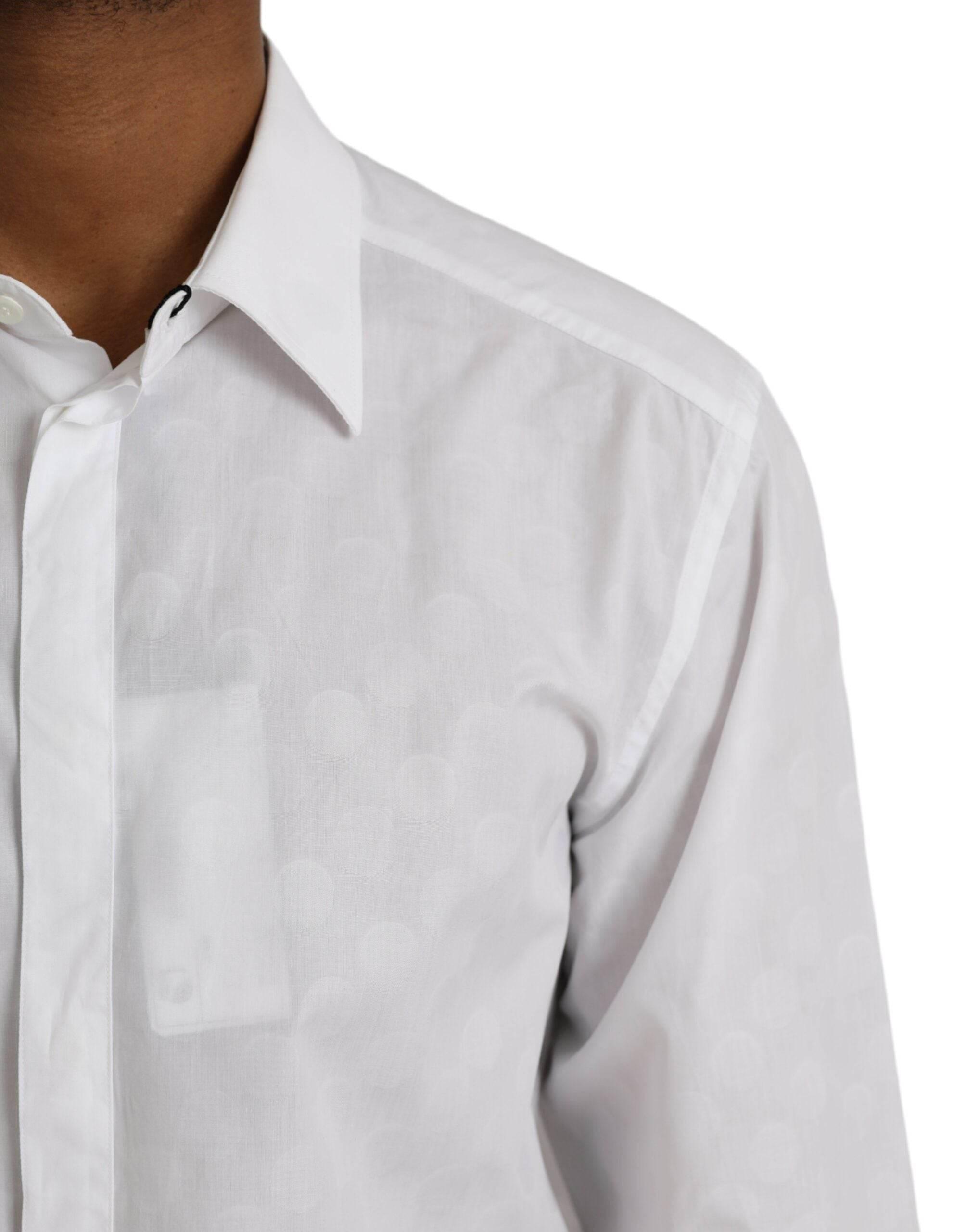 Dolce & Gabbana White Polka Dotted Cotton Dress GOLD Shirt - Hilstor