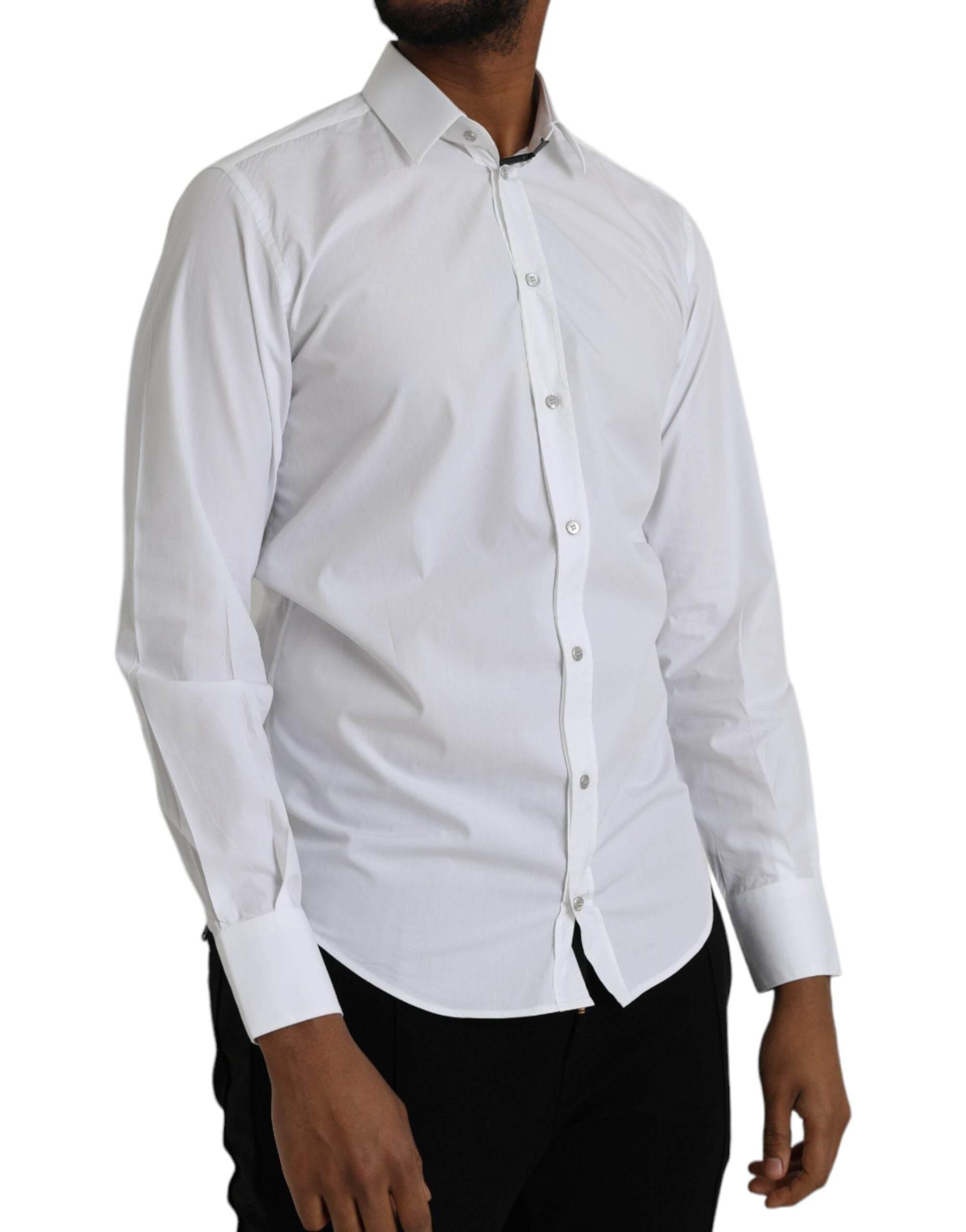 Dolce & Gabbana White Cotton Long Sleeve Dress MARTINI Shirt - Hilstor