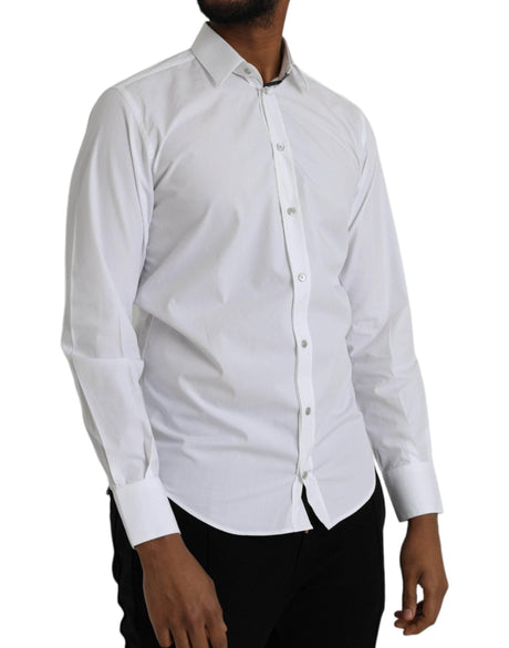 Dolce & Gabbana White Cotton Long Sleeve Dress MARTINI Shirt - Hilstor