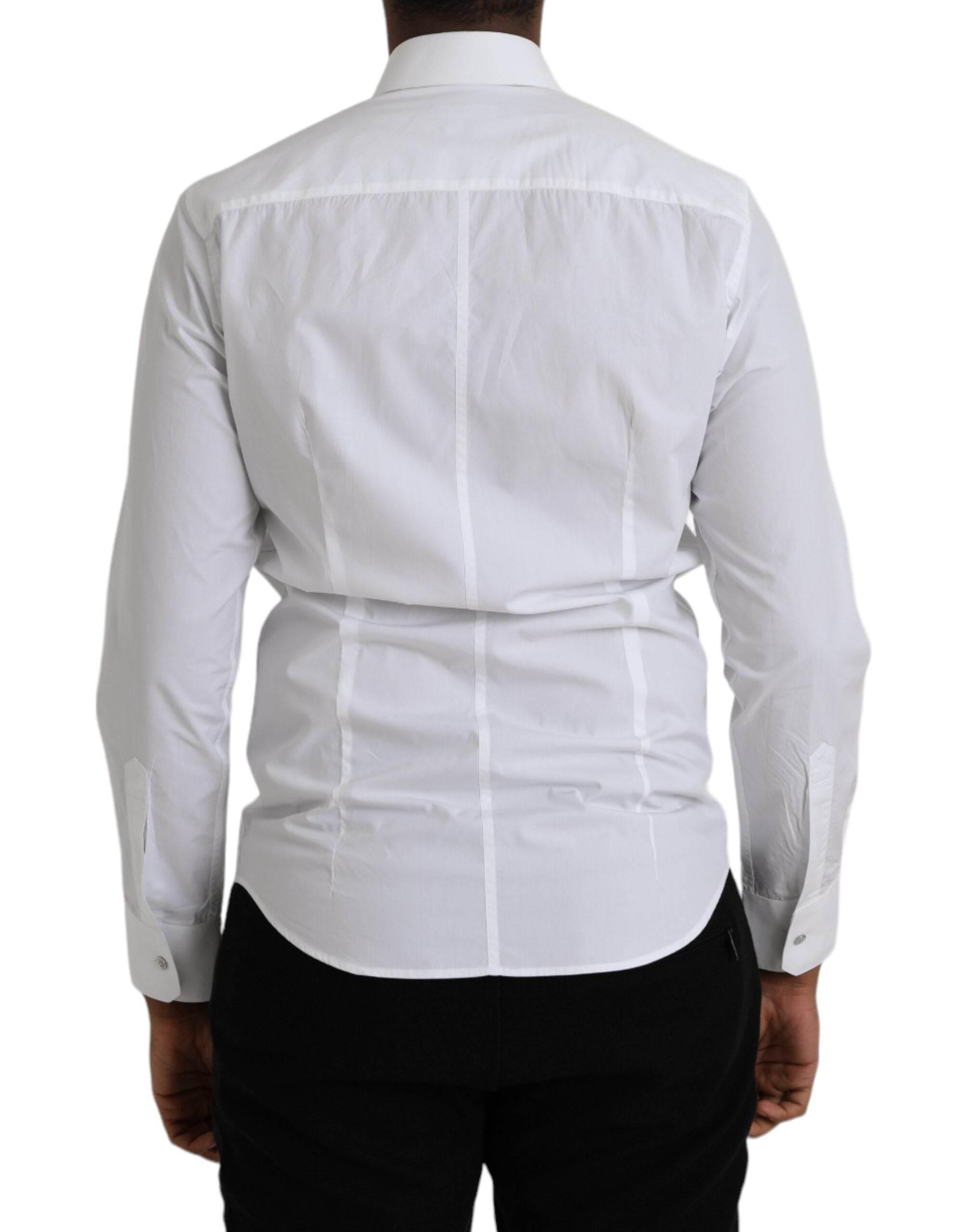 Dolce & Gabbana White Cotton Long Sleeve Dress MARTINI Shirt - Hilstor