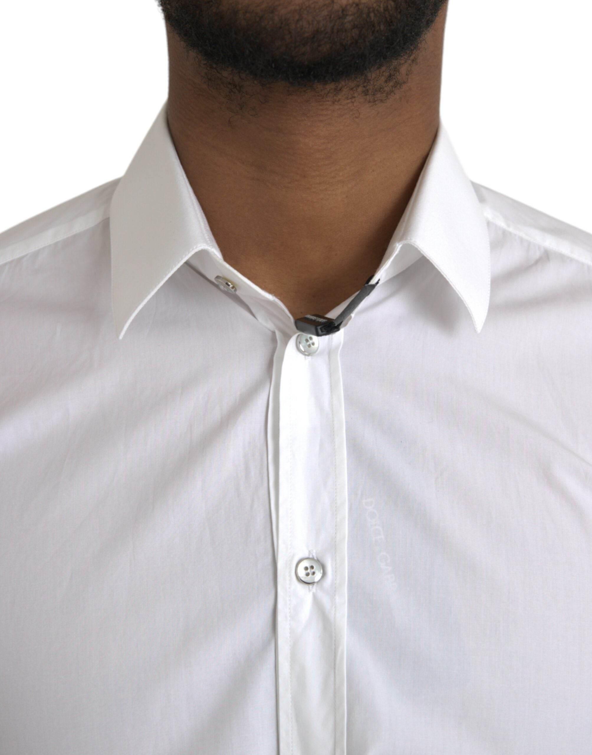 Dolce & Gabbana White Cotton Long Sleeve Dress MARTINI Shirt - Hilstor