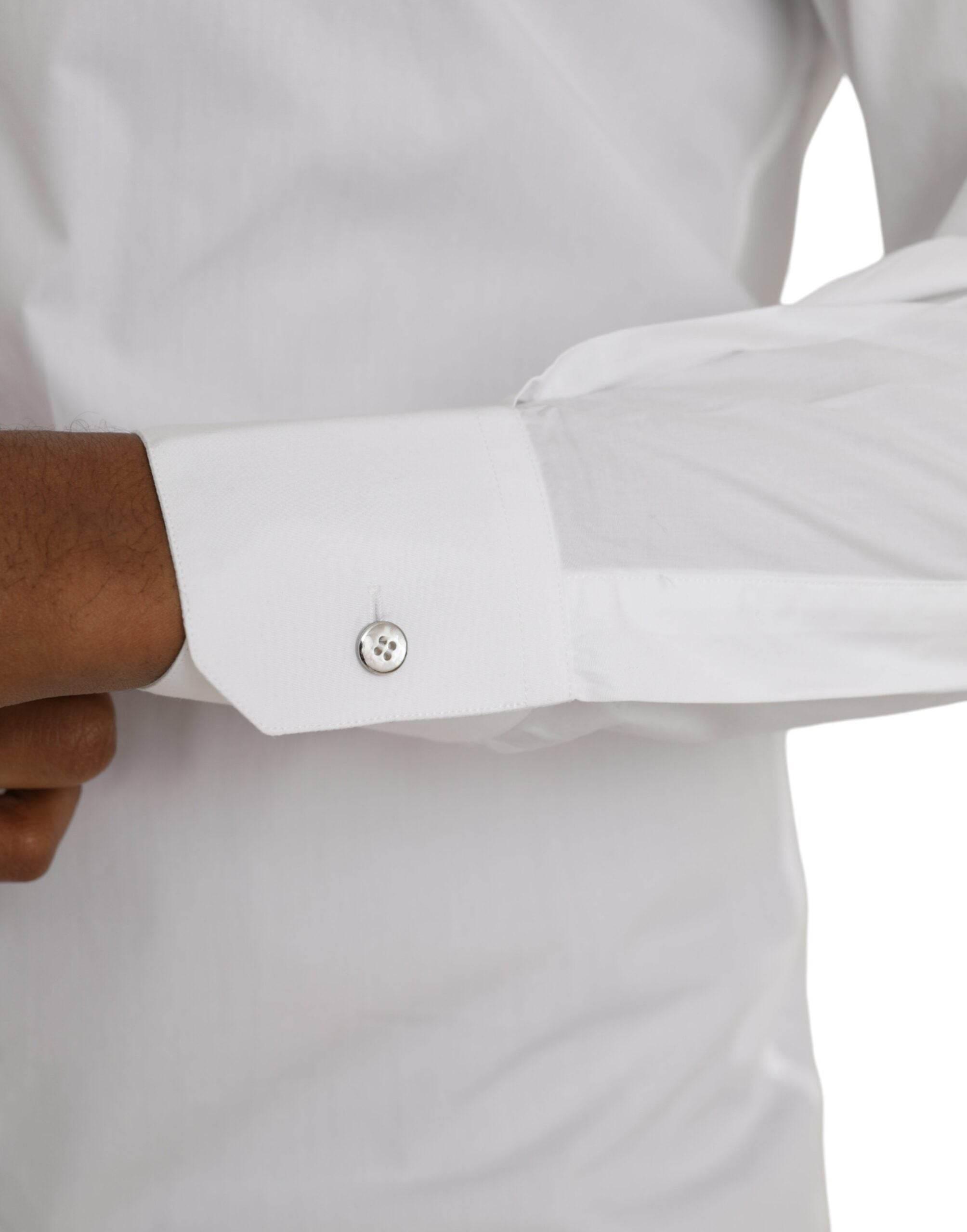 Dolce & Gabbana White Cotton Long Sleeve Dress MARTINI Shirt - Hilstor