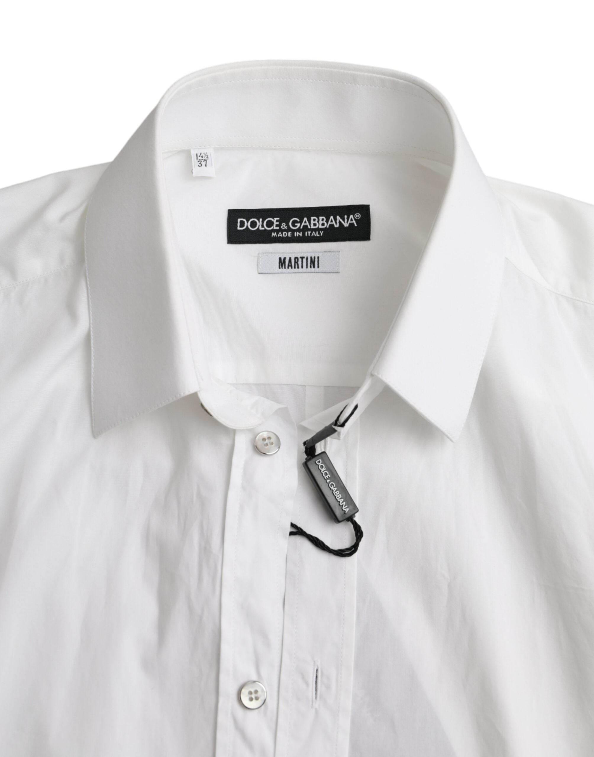 Dolce & Gabbana White Cotton Long Sleeve Dress MARTINI Shirt - Hilstor